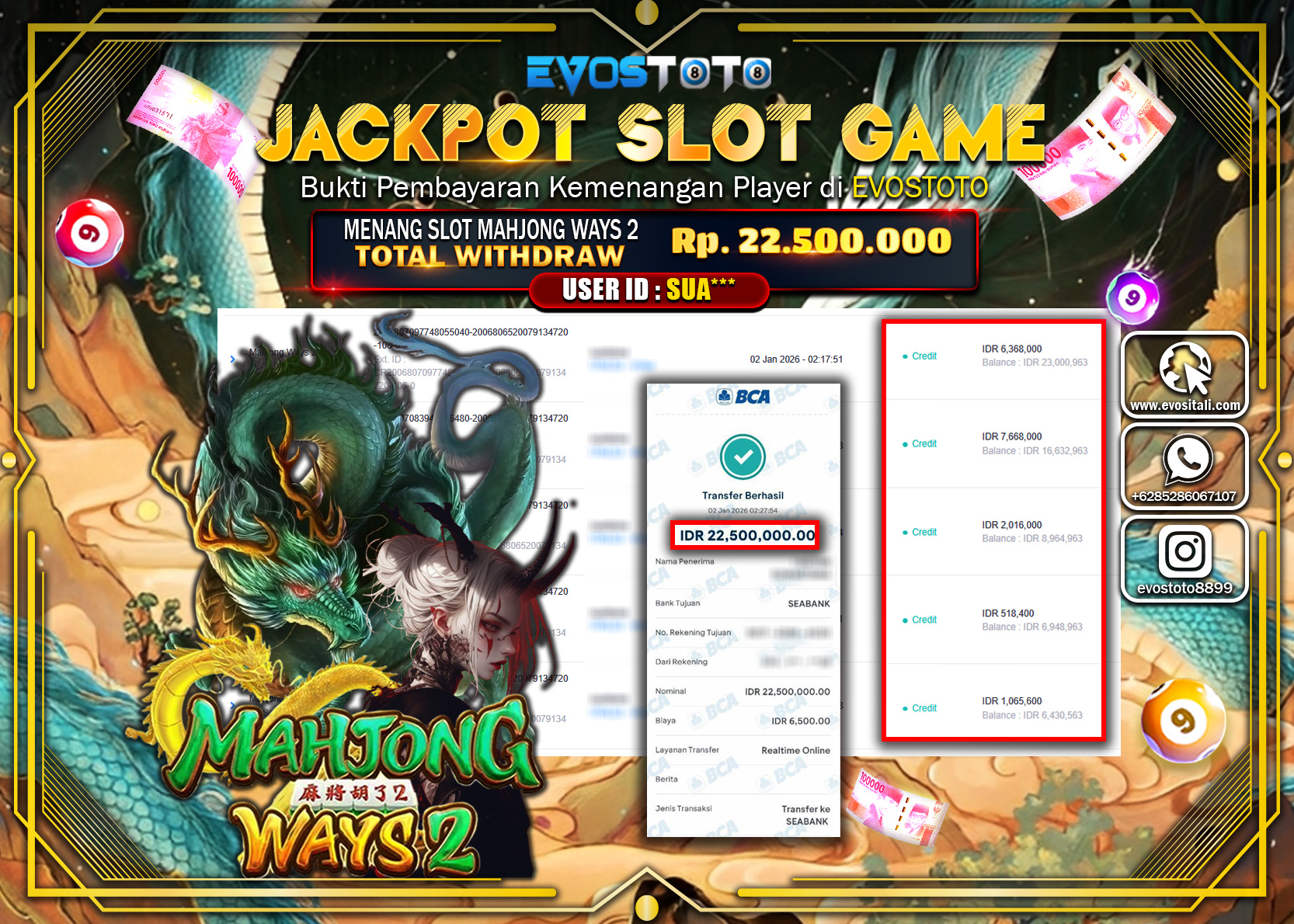 PEMBAYARAN JACKPOT SLOT MAHJONG WAYS 2 Rp.22.500.000 DI BAYAR LANGSUNG !