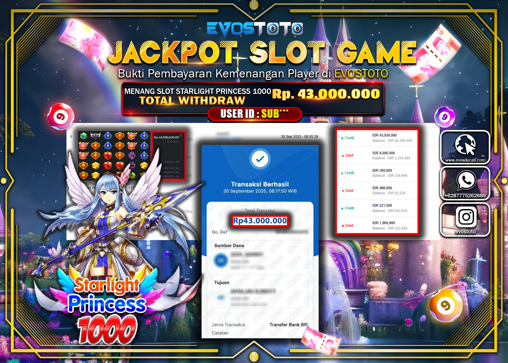 PEMBAYARAN JACKPOT SLOT STARLIGHT PRINCESS 1000 Rp43.000.000 DI BAYAR LANGSUNG !