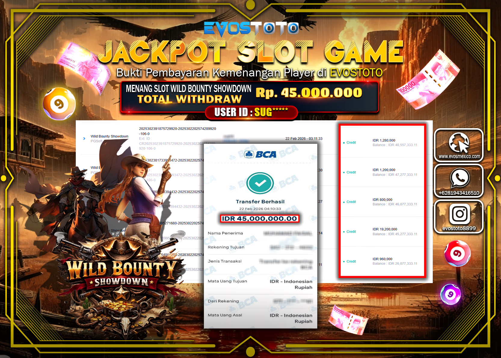 PEMBAYARAN JACKPOT SLOT WILD BOUNTY SHOWDOWN Rp.45.000.000 DI BAYAR LANGSUNG !