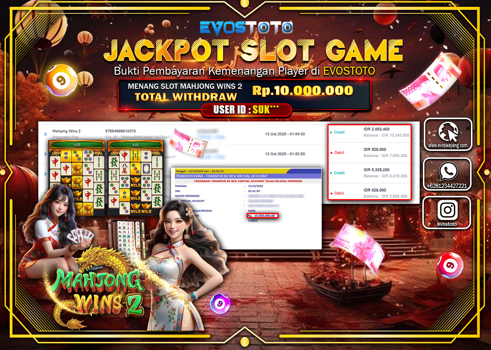 PEMBAYARAN JACKPOT SLOT MAHJONG WINS 2  Rp10.000.000 DI BAYAR LANGSUNG !