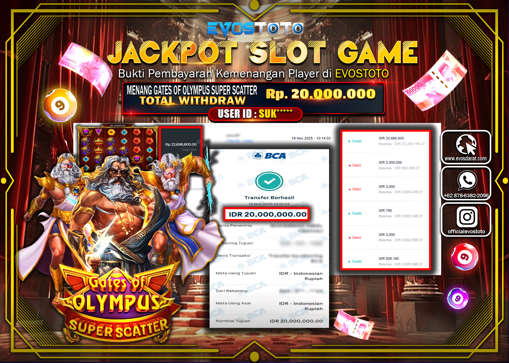 PEMBAYARAN JACKPOT SLOT GATES OF OLYMPUS SUPER SCATTER  Rp20.000.000 DI BAYAR LANGSUNG !