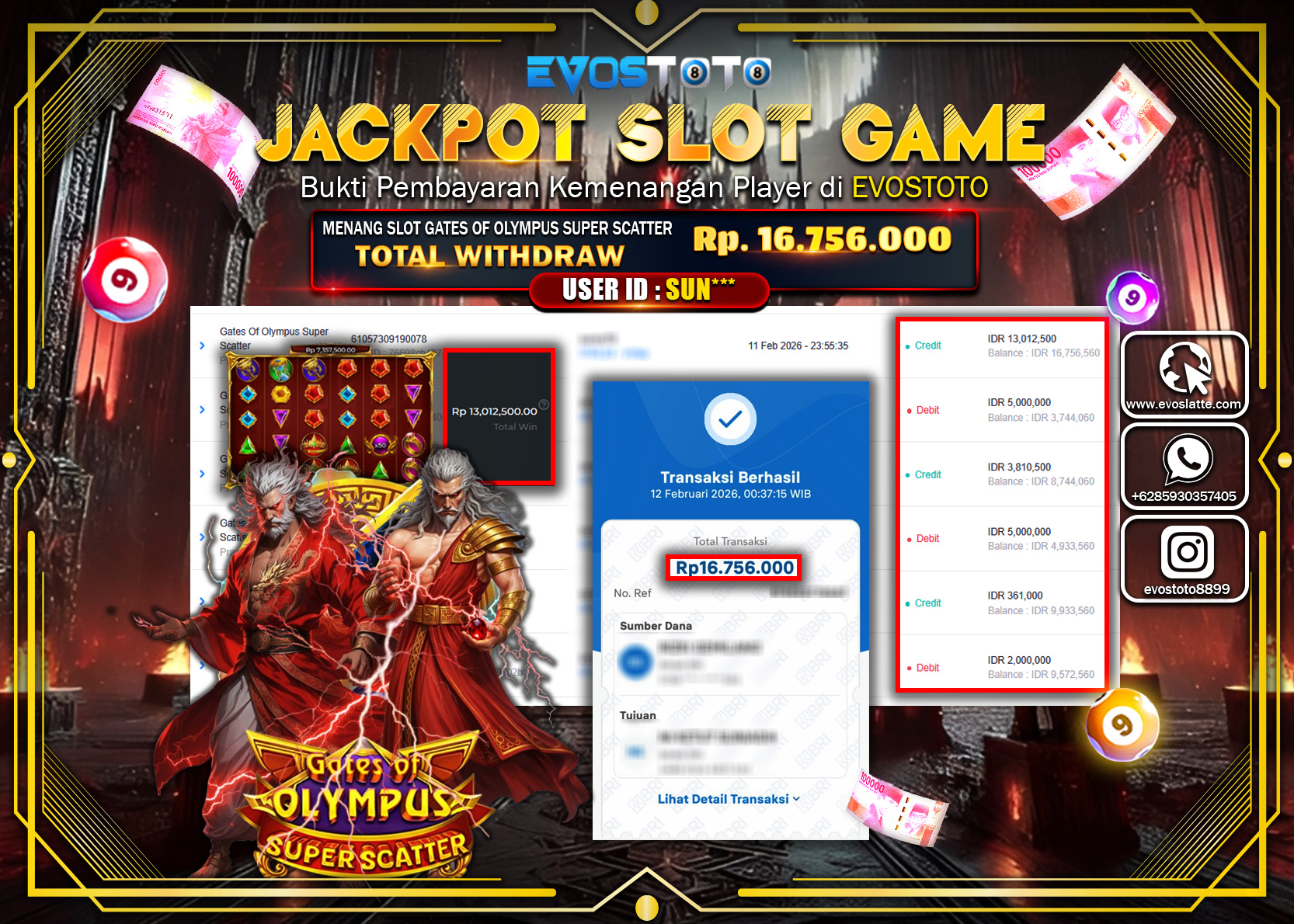 PEMBAYARAN JACKPOT SLOT GATES OF OLYMPUS SUPER SCATTER Rp.16.756.000 DI BAYAR LANGSUNG !