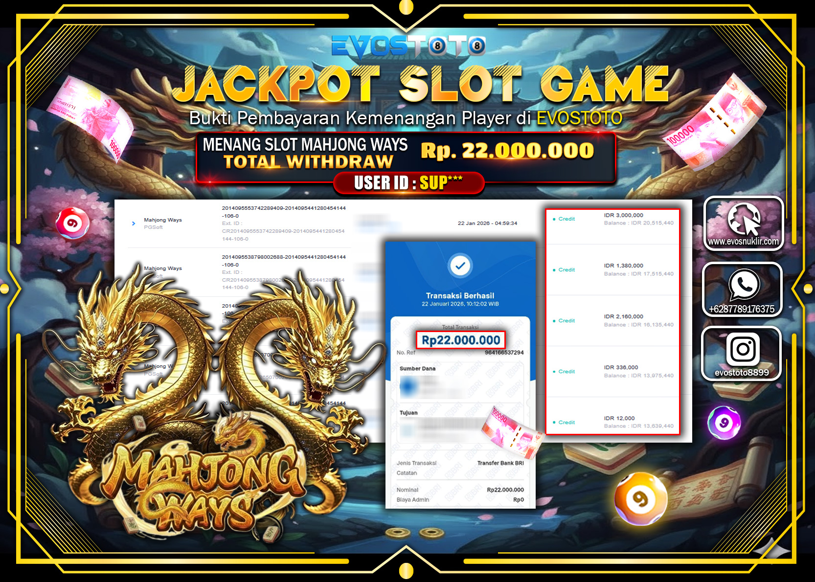 PEMBAYARAN JACKPOT SLOT MAHJONG WAYS Rp.22.000.000 DI BAYAR LANGSUNG !