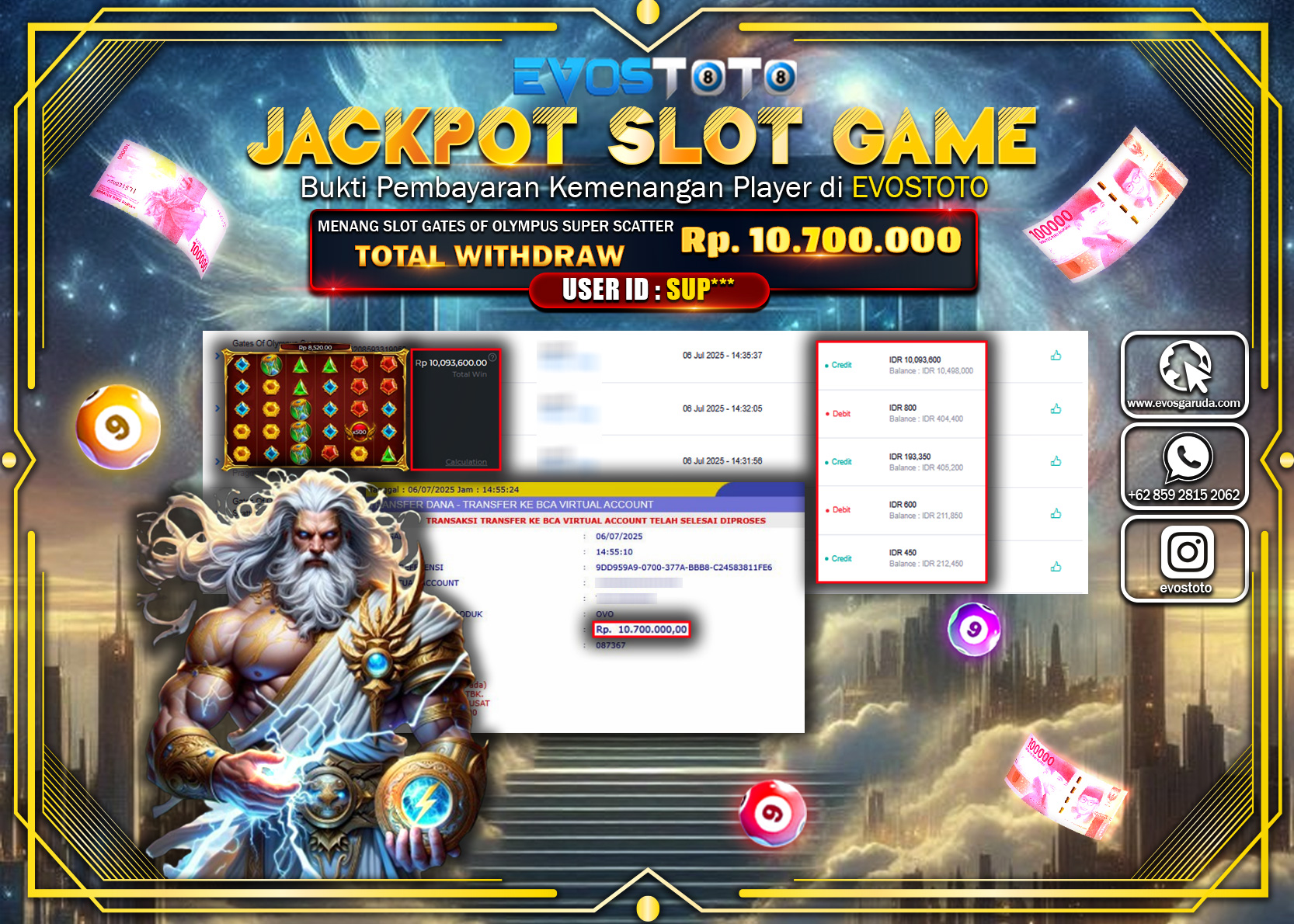 PEMBAYARAN JACKPOT SLOT GATES OF OLYMPUS SUPER SCATTER RP10.700.000 DI BAYAR LANGSUNG !