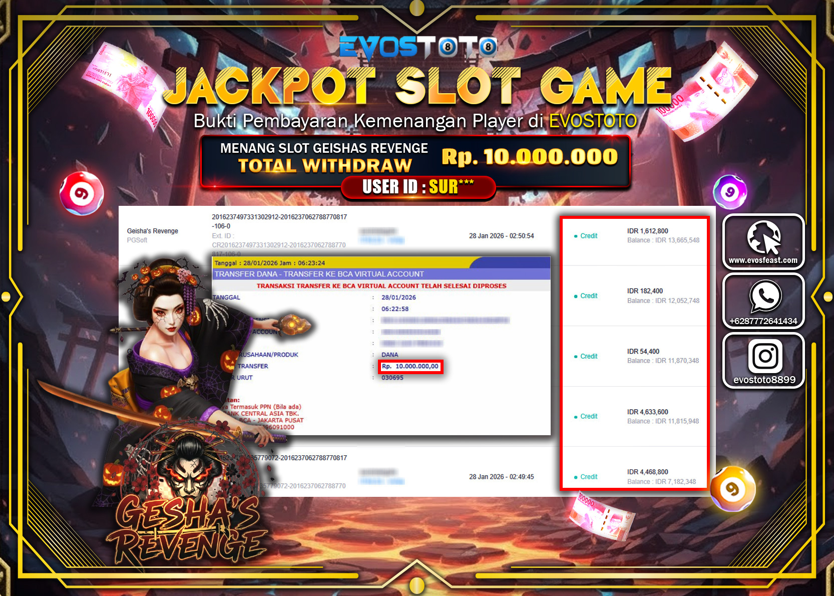 PEMBAYARAN JACKPOT SLOT GAISHAS REVENGE Rp.10.000.000 DI BAYAR LANGSUNG !
