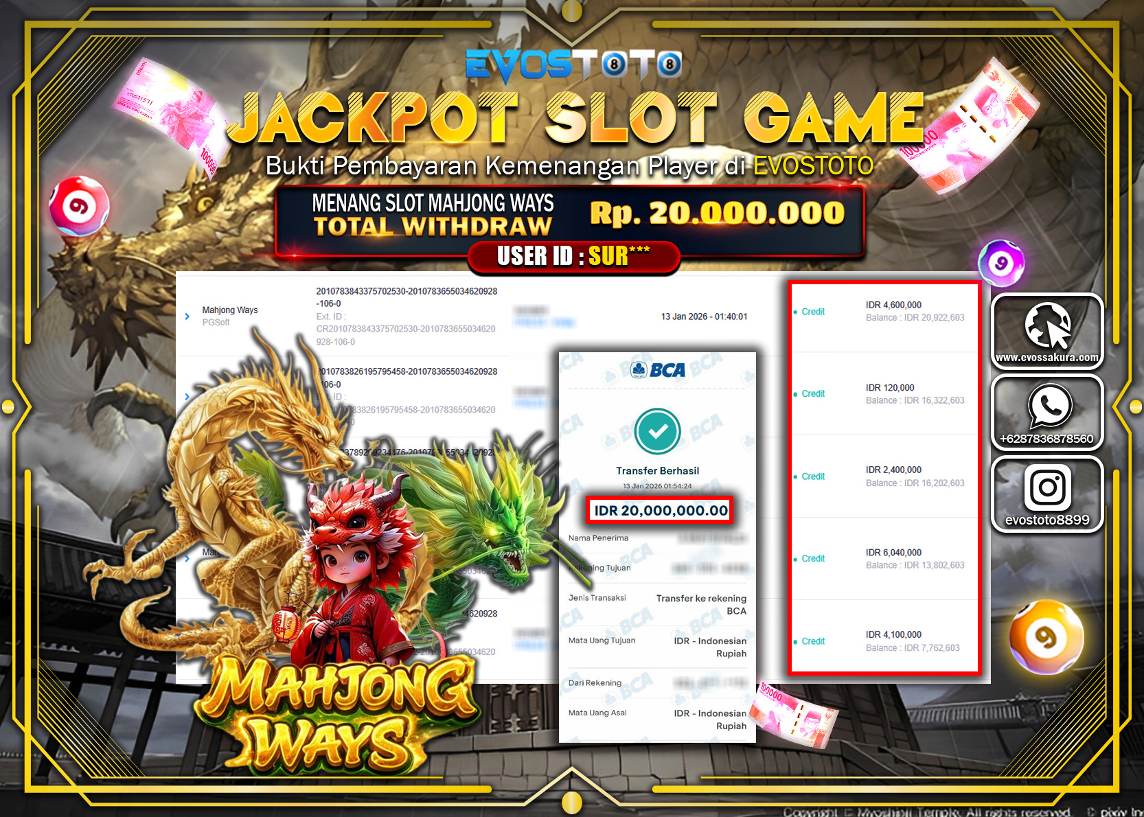 PEMBAYARAN JACKPOT SLOT MAHJONG WAYS Rp.20.000.000 DI BAYAR LANGSUNG !