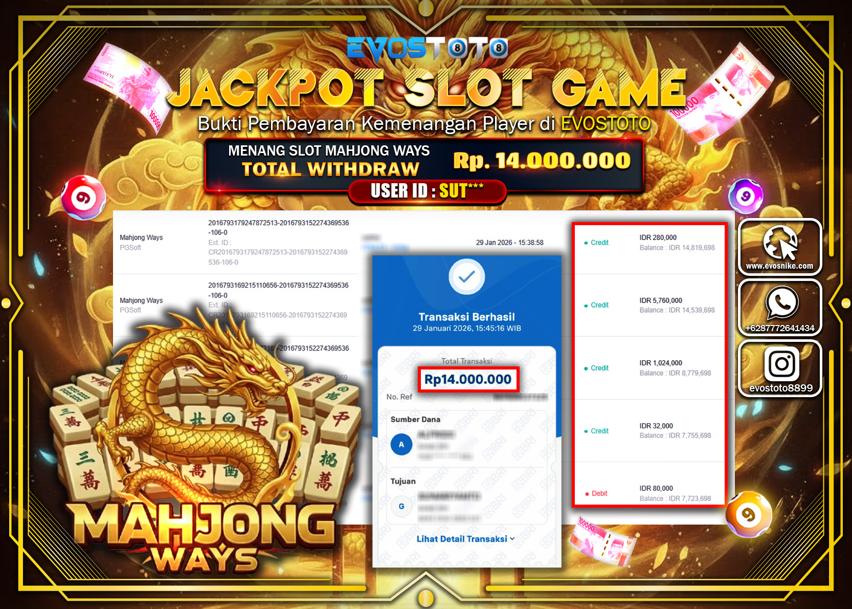 PEMBAYARAN JACKPOT SLOT MAHJONG WAYS Rp.14.000.000 DI BAYAR LANGSUNG !