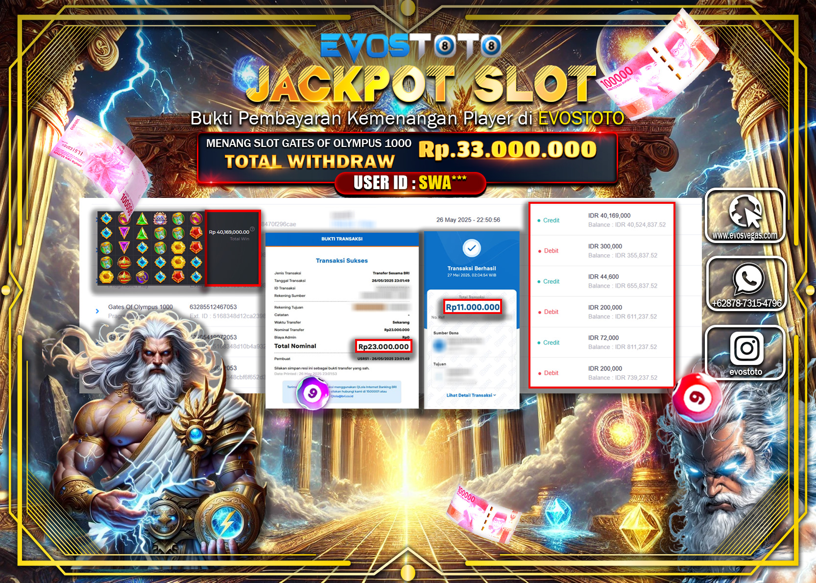 PEMBAYARAN JACKPOT SLOT GATES OF OLYMPUS 1000 Rp33.000.000 DI BAYAR LANGSUNG !