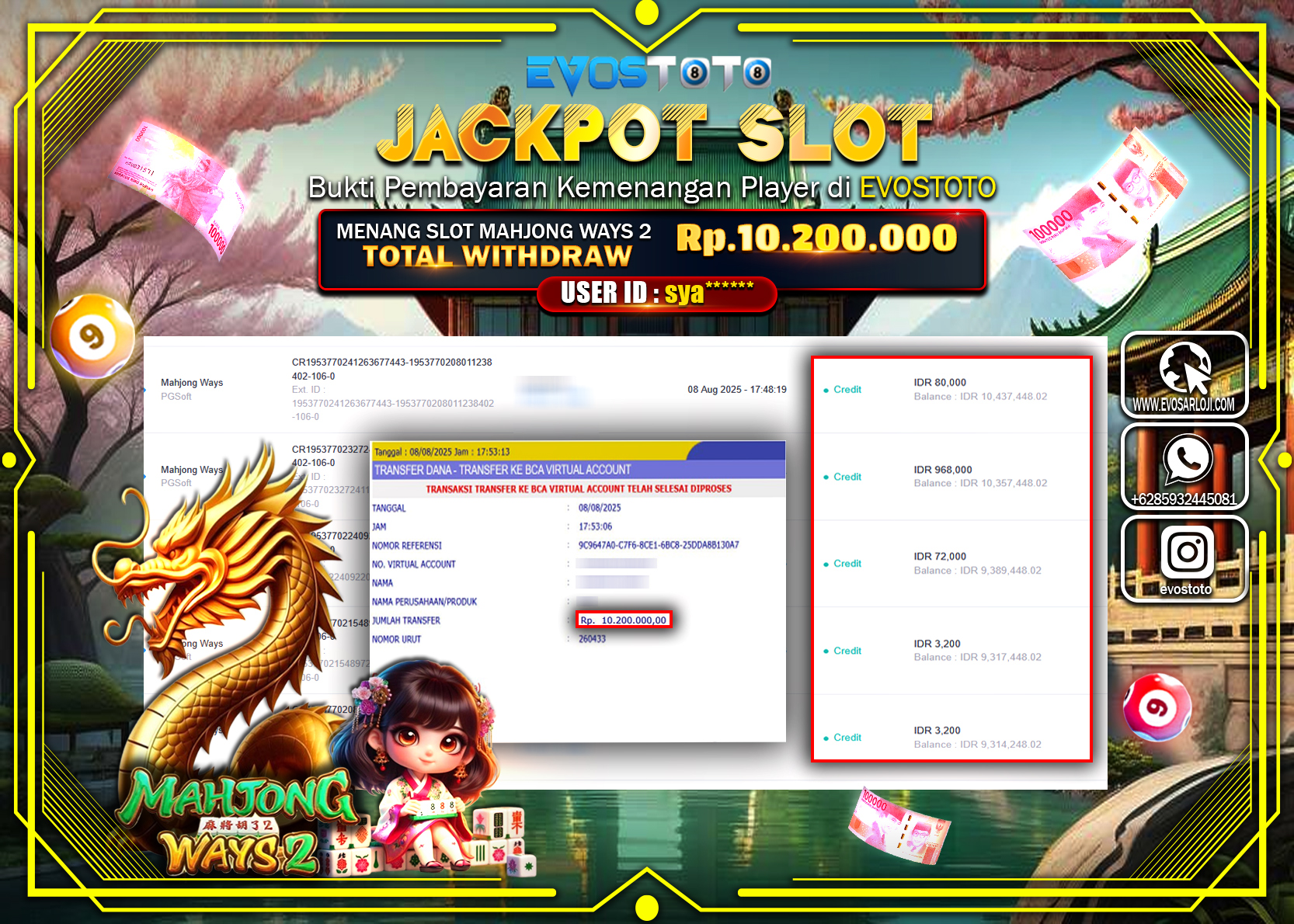 PEMBAYARAN JACKPOT SLOT MAHJONG WAYS 2 Rp10.200.000 DI BAYAR LANGSUNG !