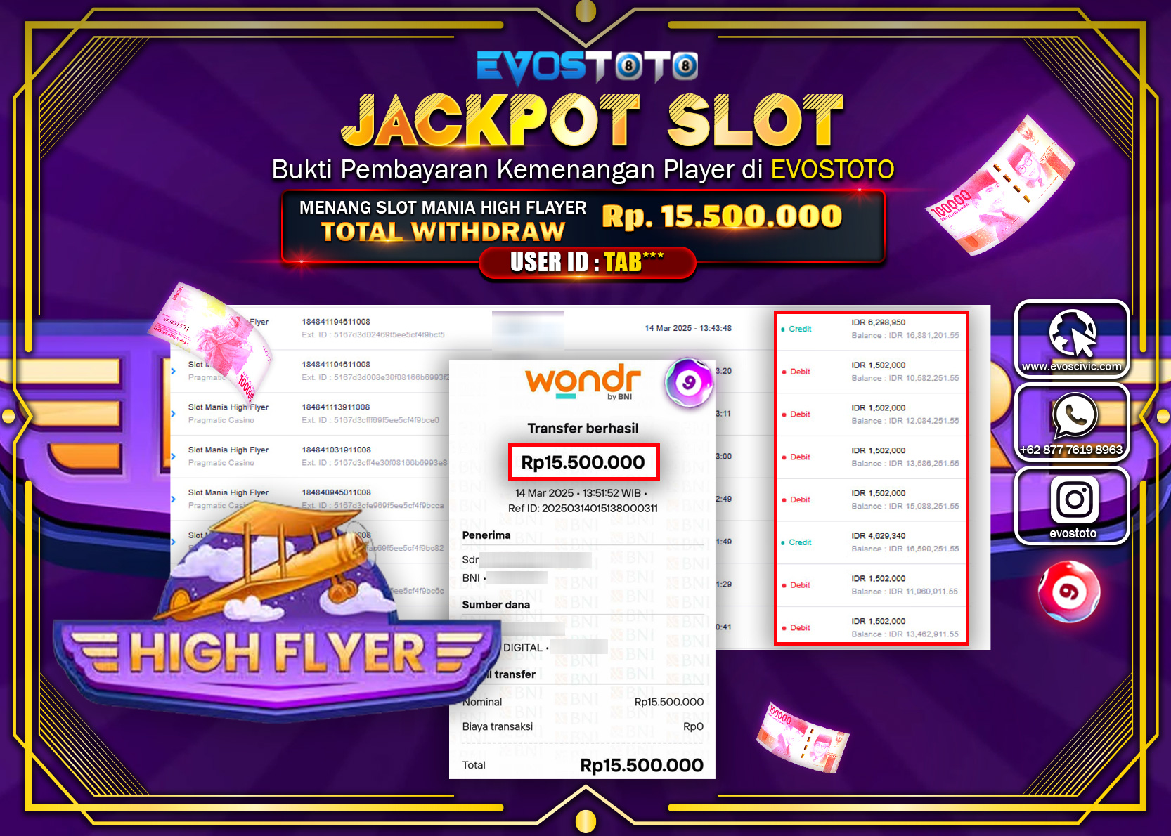 PEMBAYARAN JACKPOT SLOT MANIA HIGH FLAYER Rp15.500.000 DI BAYAR LANGSUNG !