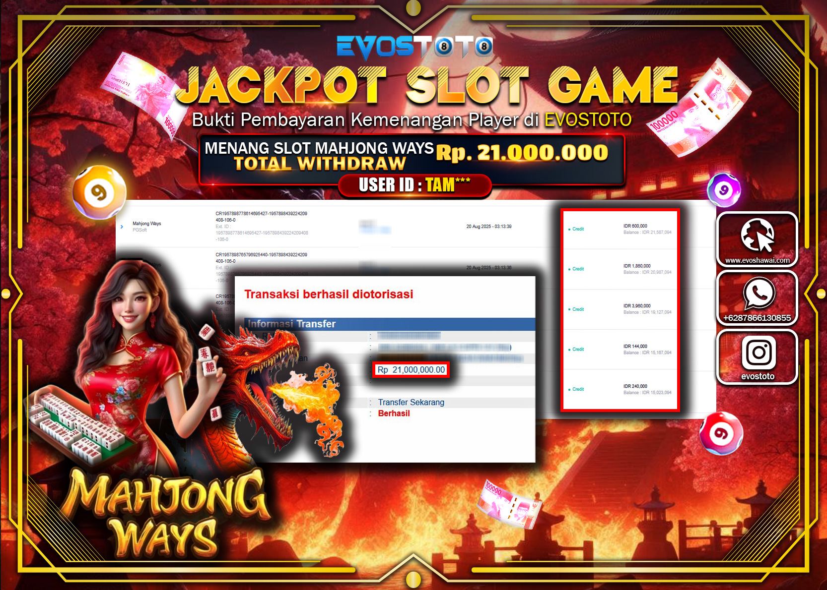 PEMBAYARAN JACKPOT SLOT MAHJONG WAYS Rp21.000.000 DI BAYAR LANGSUNG !