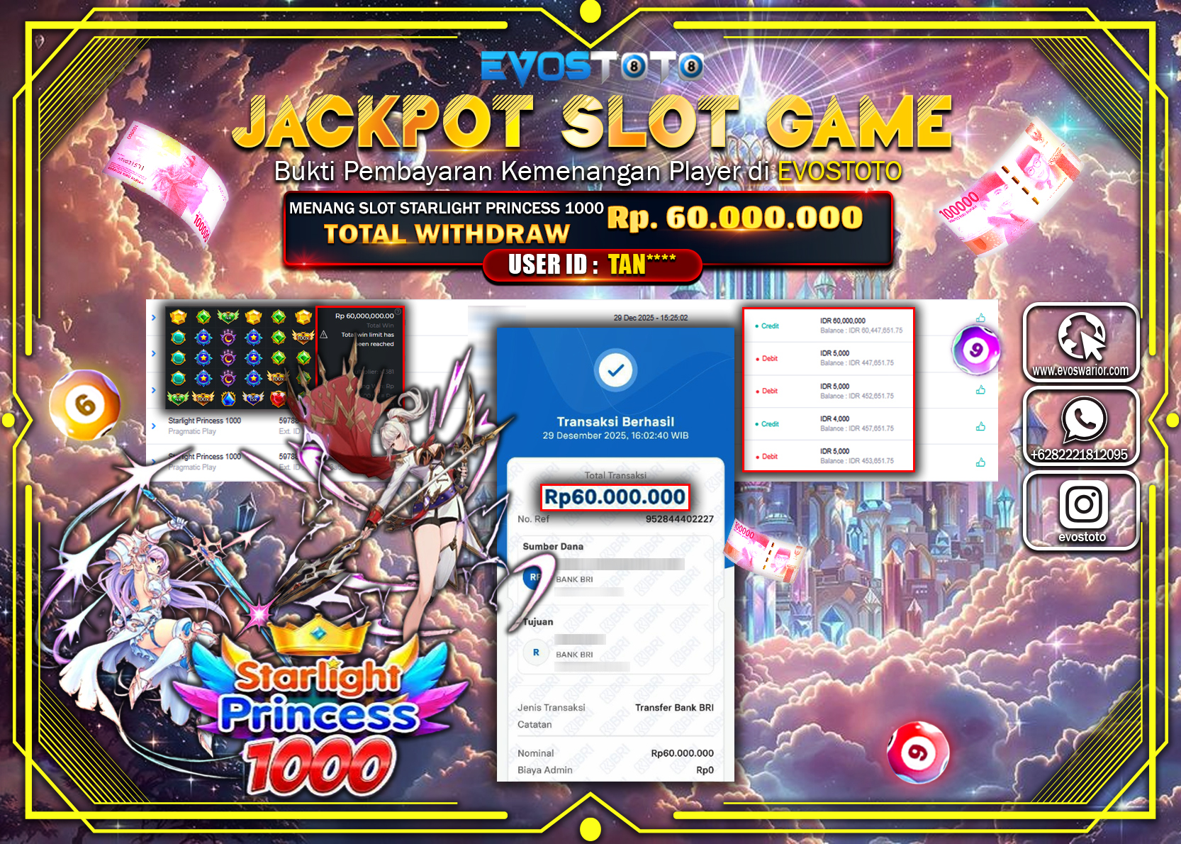 PEMBAYARAN JACKPOT SLOT STARLIGHT PRINCESS 1000 Rp.60.000.000 DI BAYAR LANGSUNG !