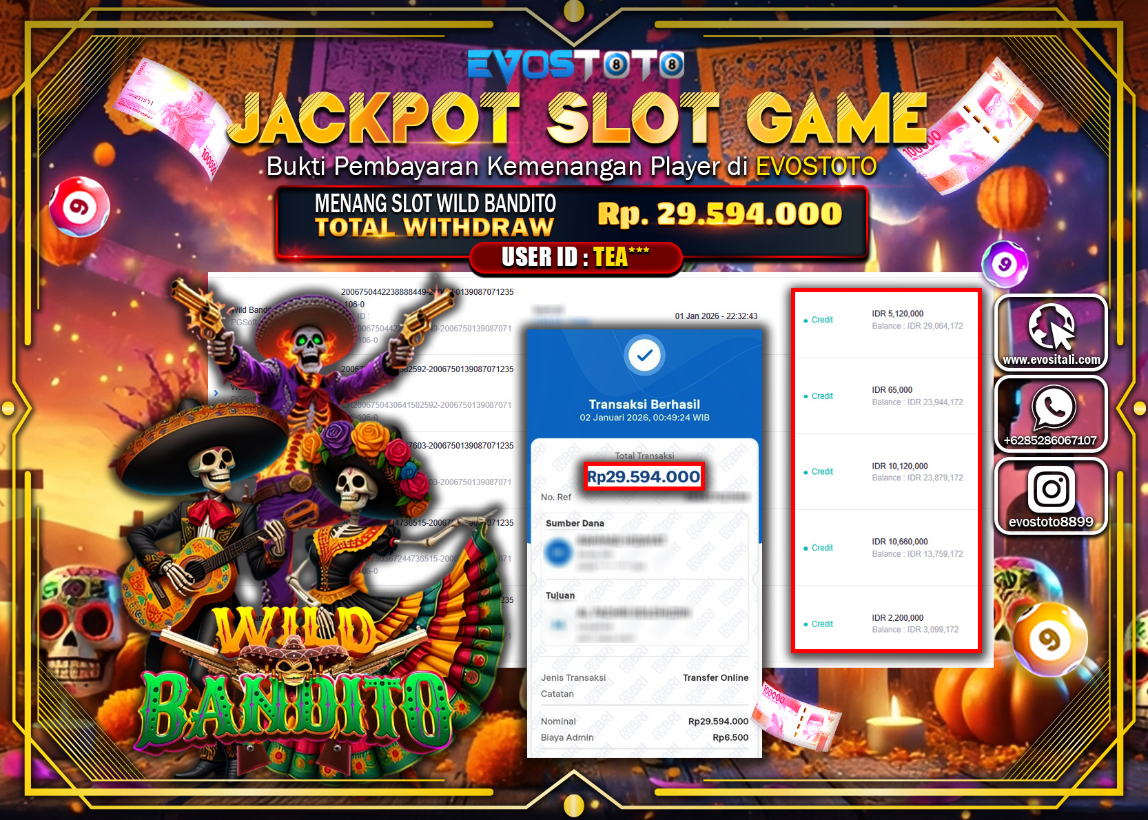 PEMBAYARAN JACKPOT SLOT WILD BANDITO Rp.29.594.000 DI BAYAR LANGSUNG !
