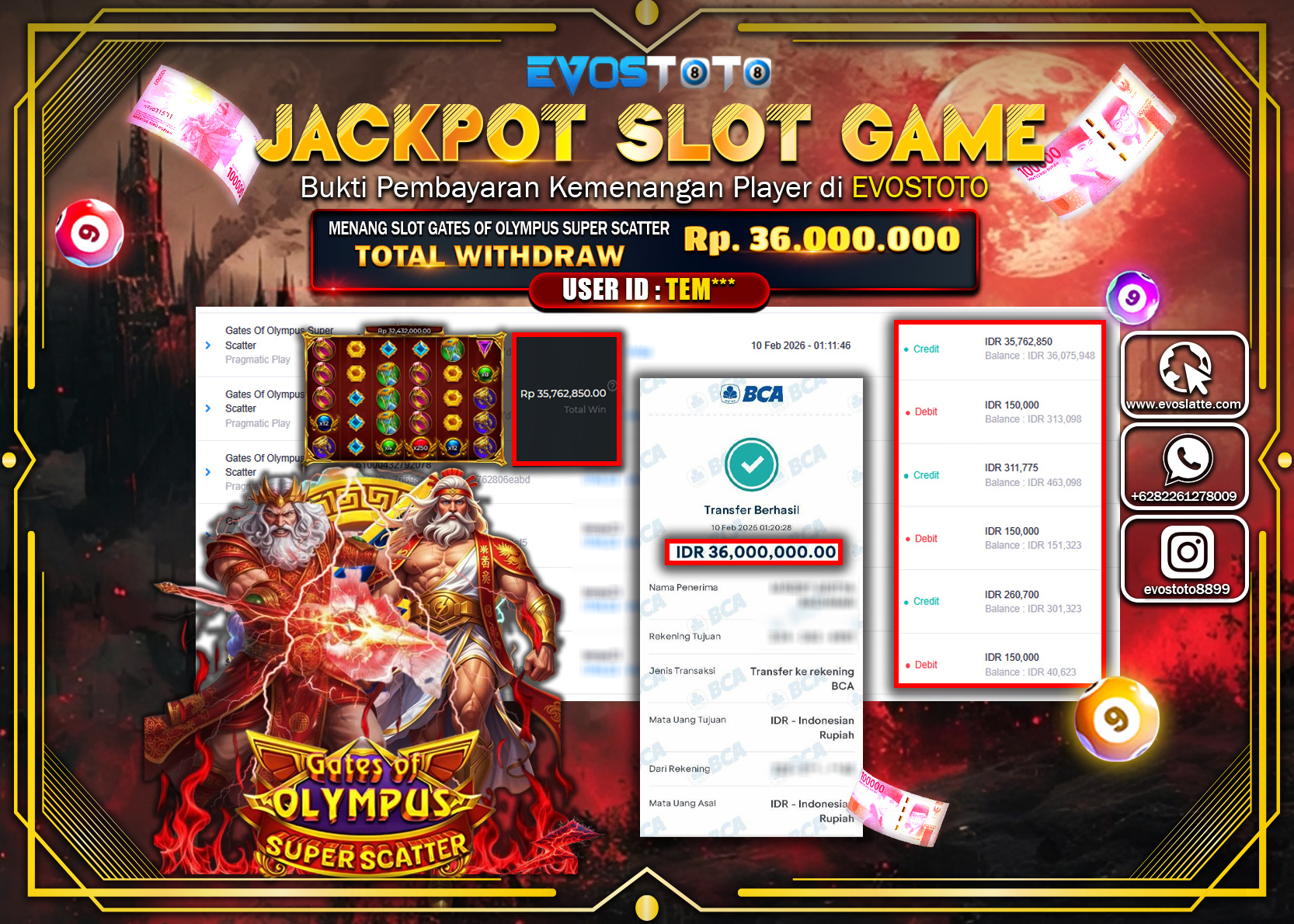 PEMBAYARAN JACKPOT SLOT GATES OF OLYMPUS SUPER SCATTER Rp.36.000.000 DI BAYAR LANGSUNG !