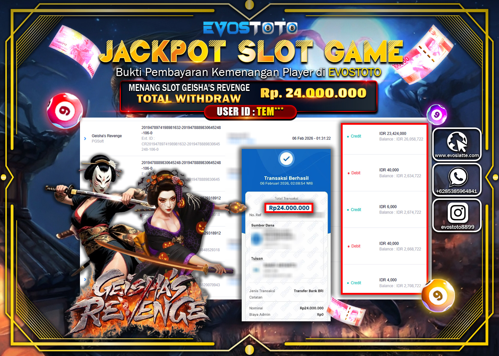 PEMBAYARAN JACKPOT SLOT GEISHA S REVENGE Rp.24.000.000 DI BAYAR LANGSUNG !