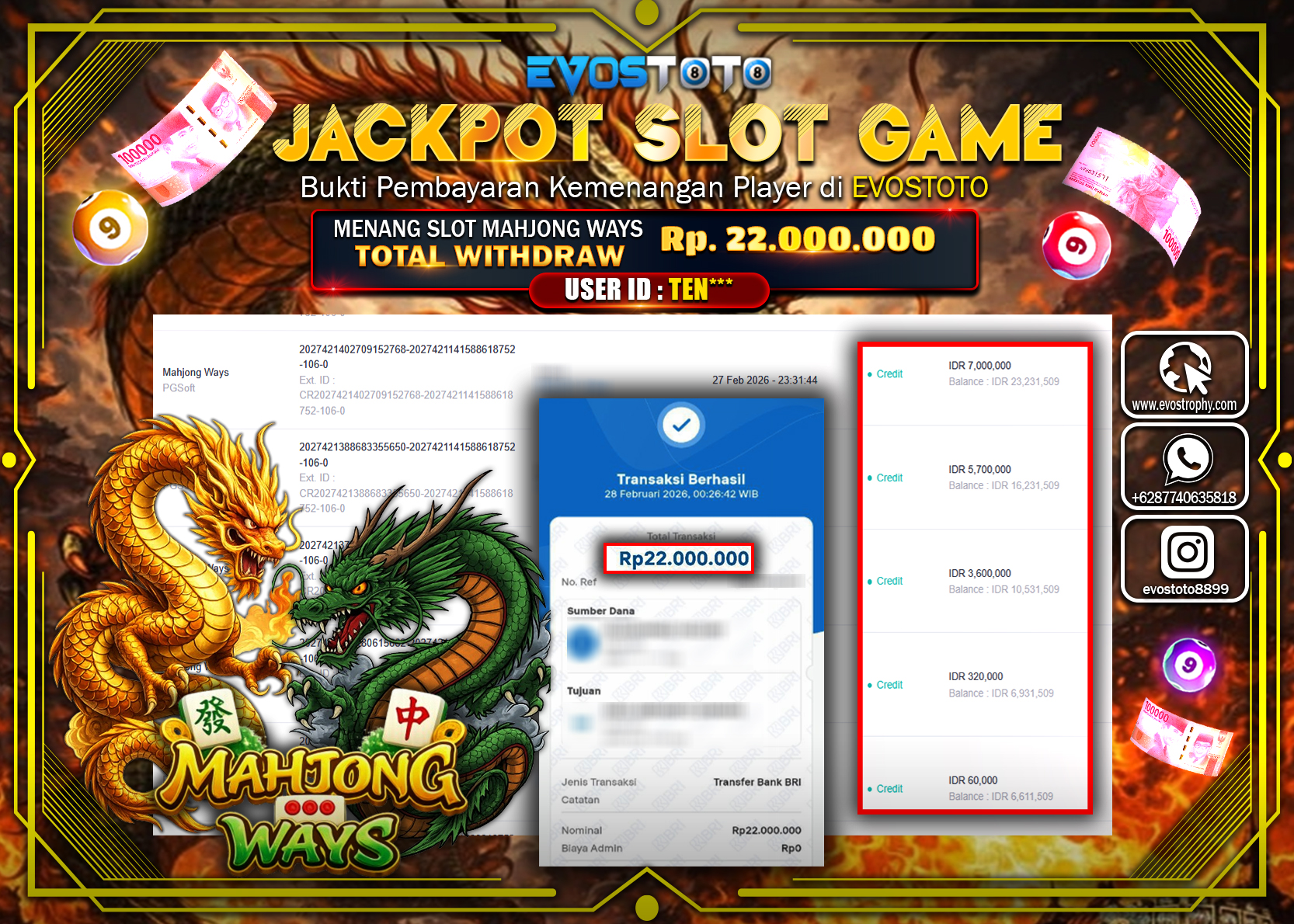 PEMBAYARAN JACKPOT SLOT MAHJONG WAYS Rp.22.000.000 DI BAYAR LANGSUNG !