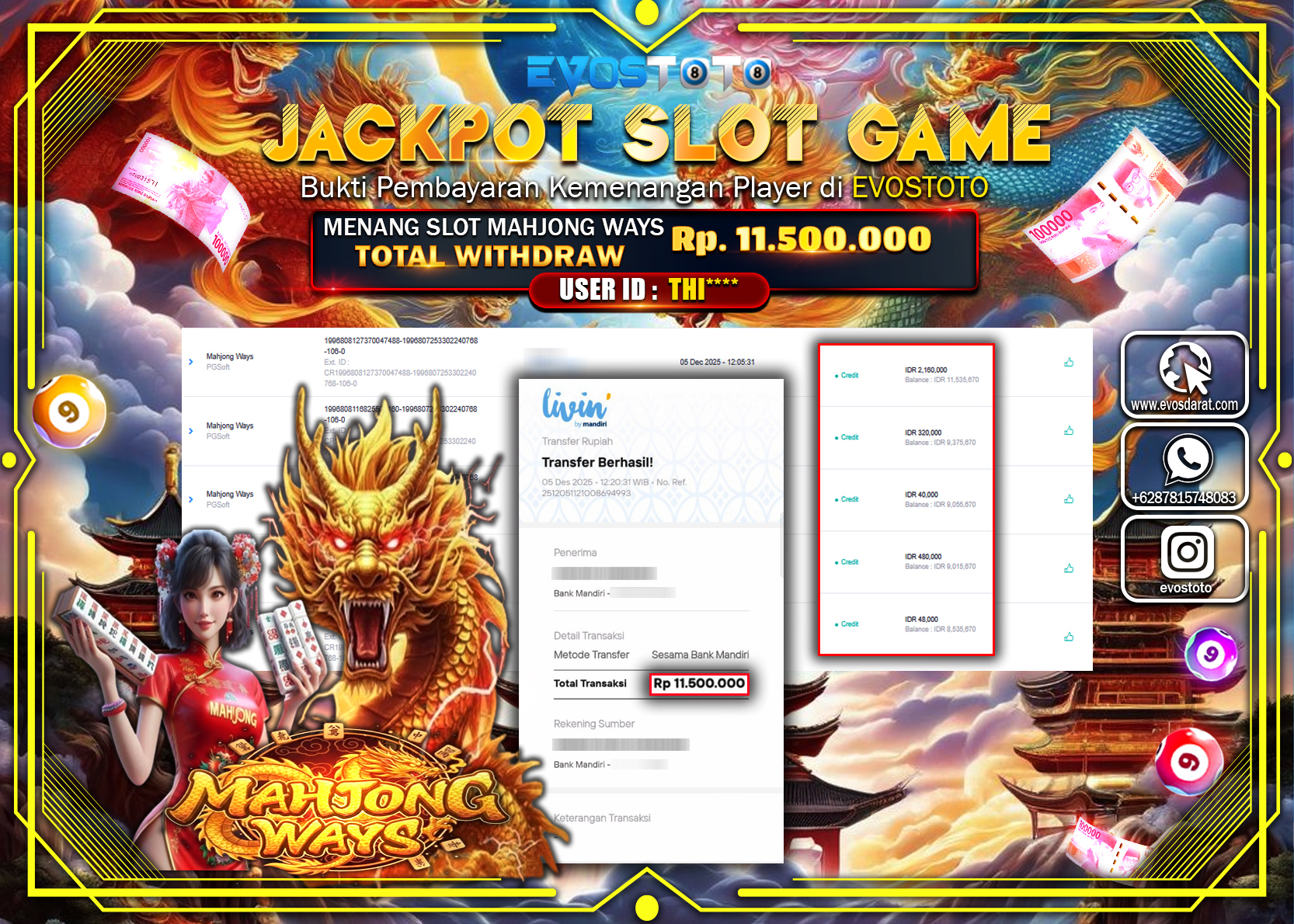 PEMBAYARAN JACKPOT SLOT MAHJONG WAYS Rp.11.500.000 DI BAYAR LANGSUNG !