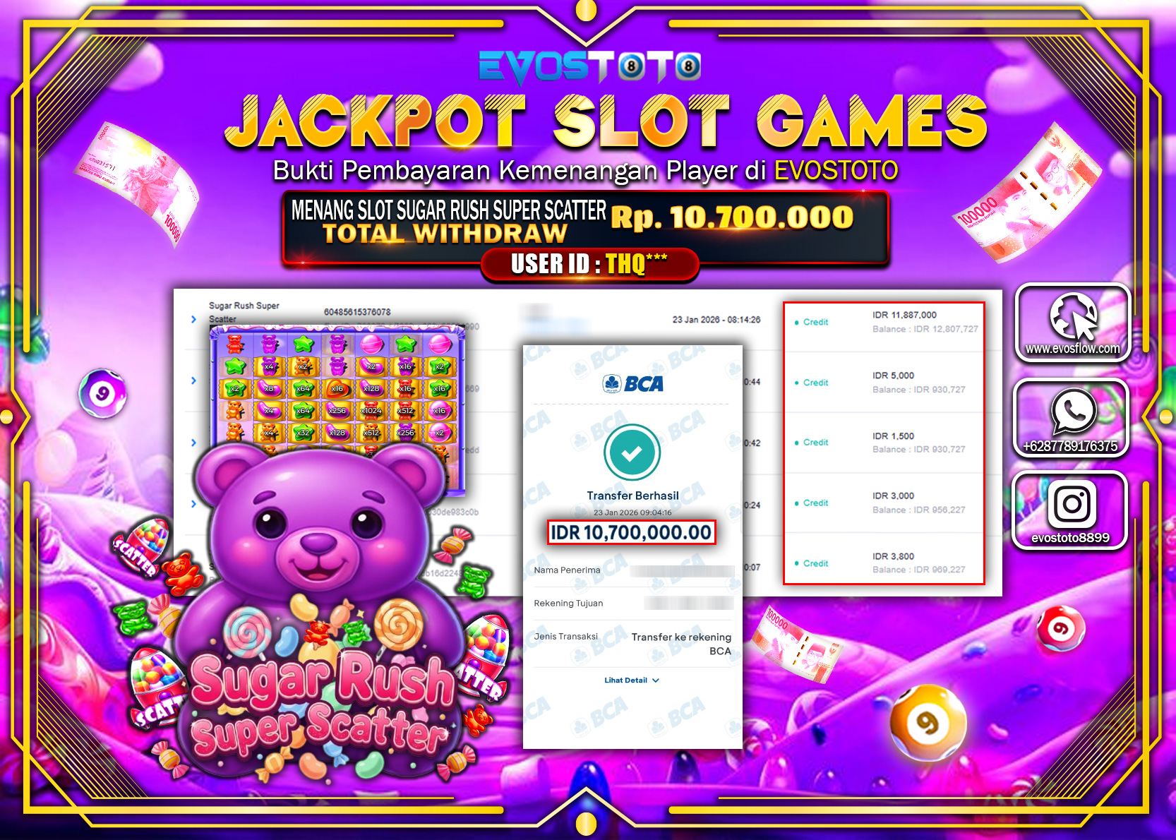 PEMBAYARAN JACKPOT SLOT SUGAR RUSH SUPER SCATTER Rp.10.700.000 DI BAYAR LANGSUNG !