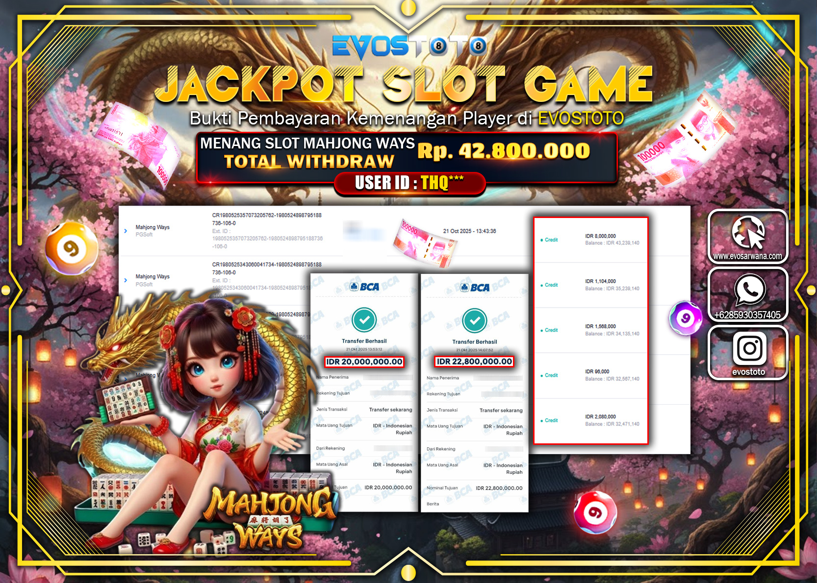 PEMBAYARAN JACKPOT SLOT MAHJONG WAYS Rp42.800.000 DI BAYAR LANGSUNG !