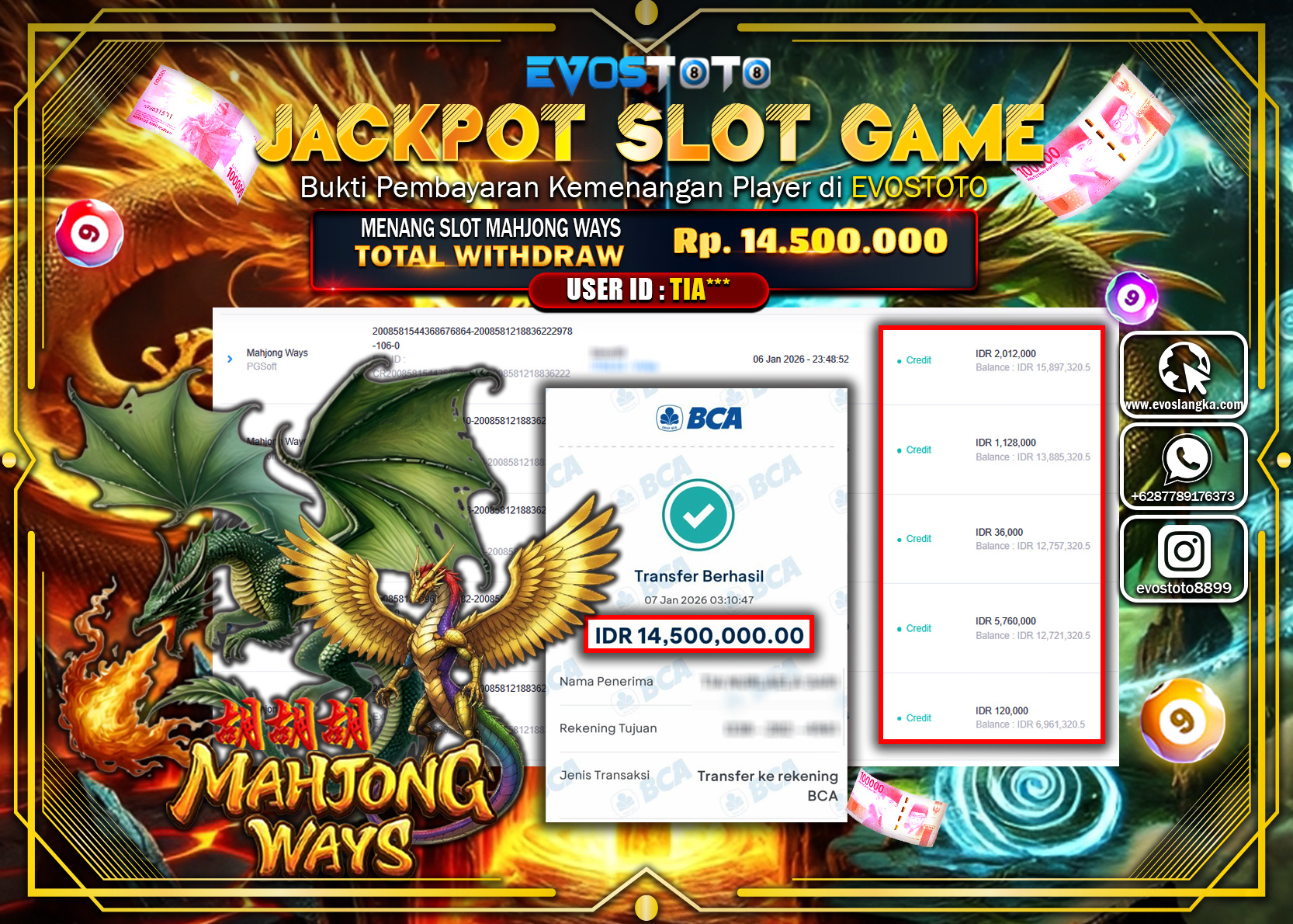 PEMBAYARAN JACKPOT SLOT MAHJONG WAYS Rp.14.500.000 DI BAYAR LANGSUNG !
