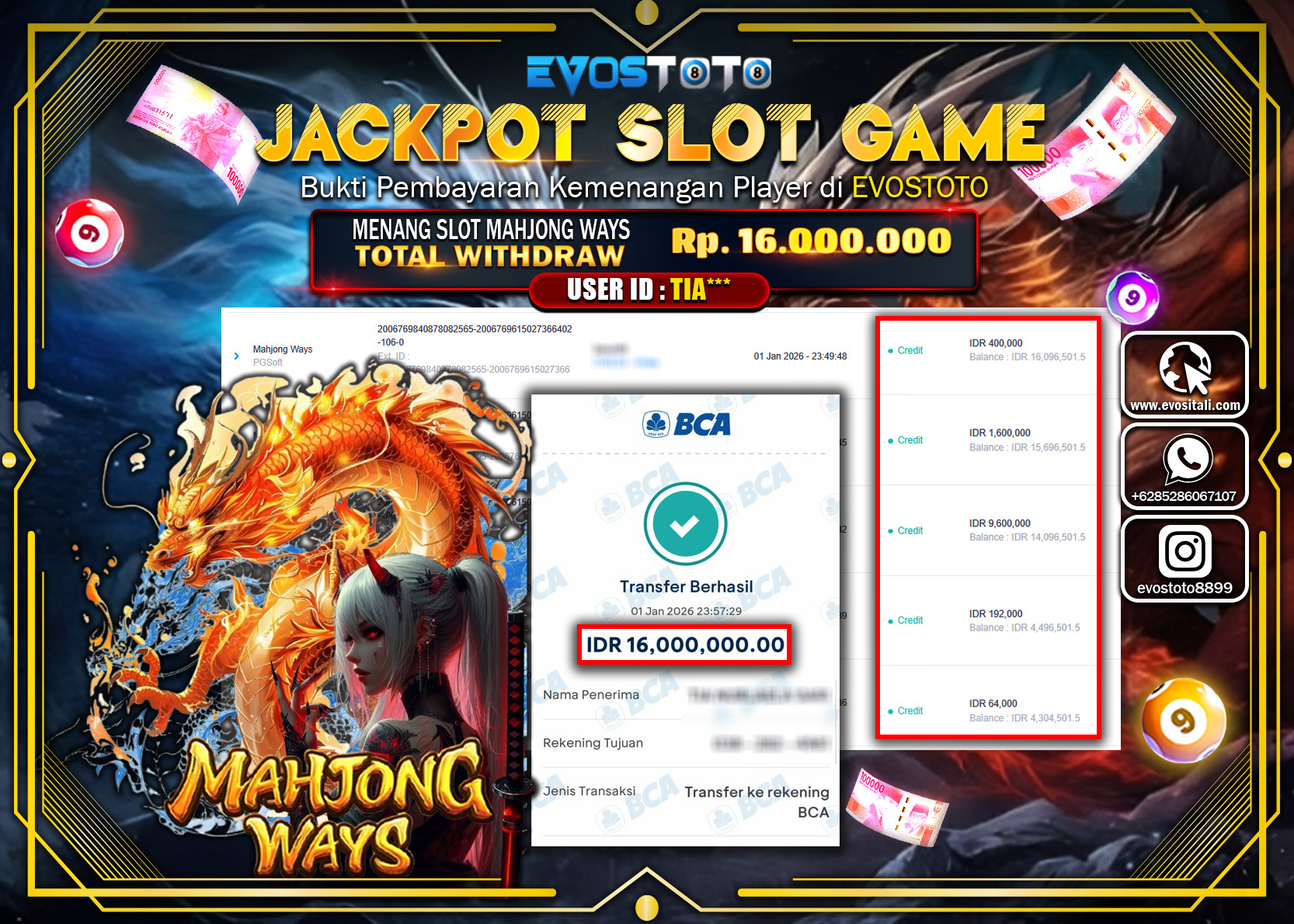 PEMBAYARAN JACKPOT SLOT MAHJONG WAYS Rp.16.000.000 DI BAYAR LANGSUNG !