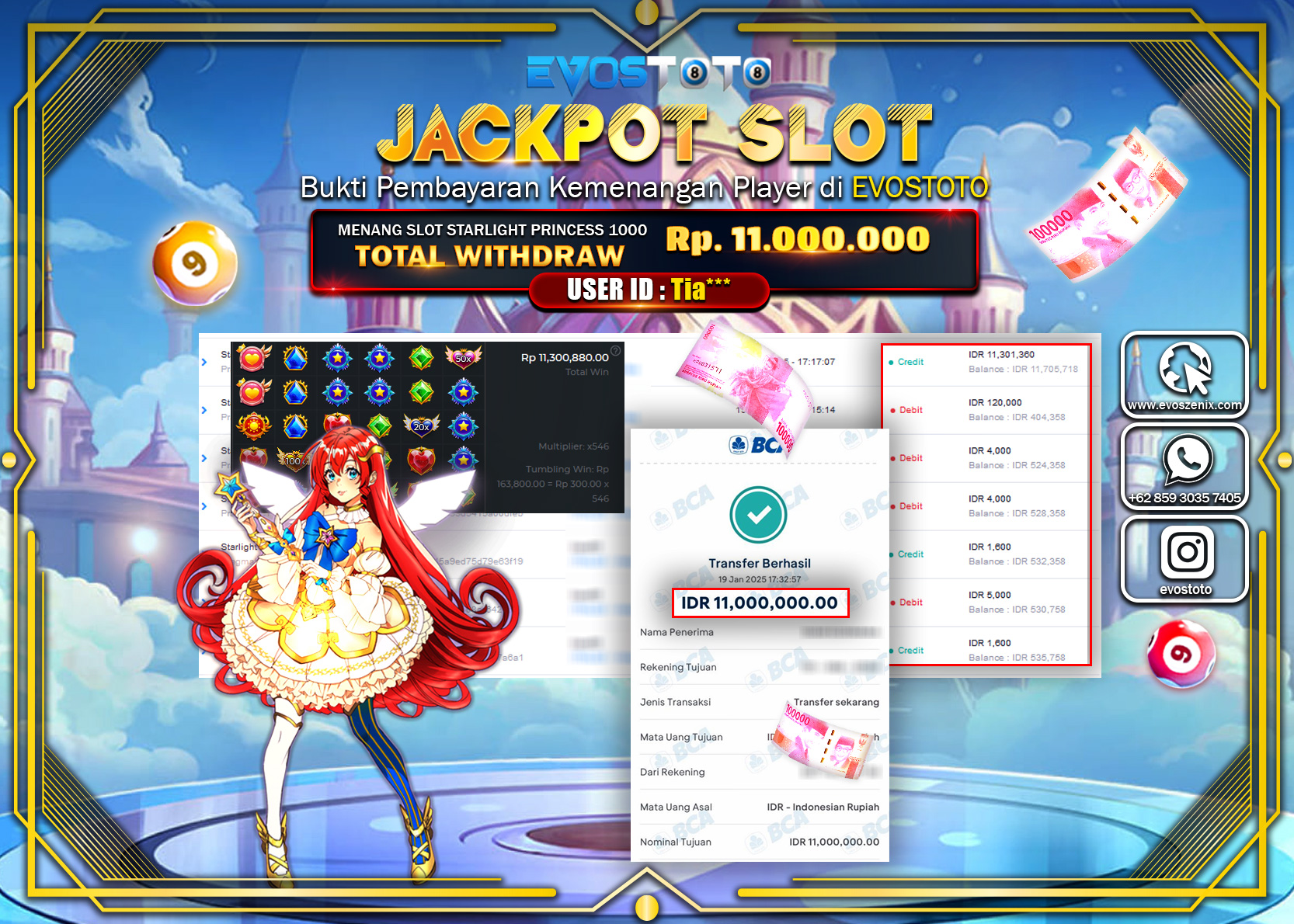 PEMBAYARAN JACKPOT SLOT STARLIGHT PRINCESS 1000 Rp.11.000.000 DI BAYAR LANGSUNG !