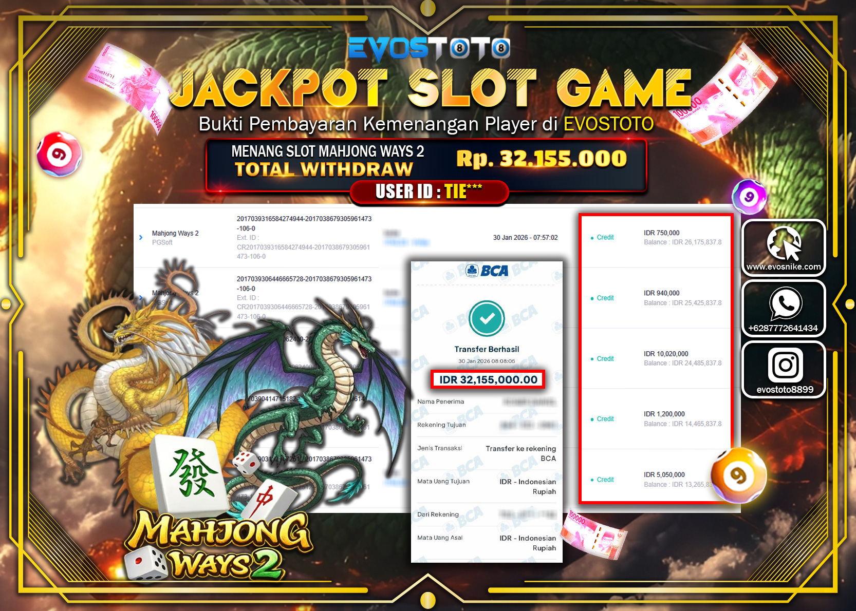 PEMBAYARAN JACKPOT SLOT MAHJONG WAYS 2 Rp.32.155.000 DI BAYAR LANGSUNG !