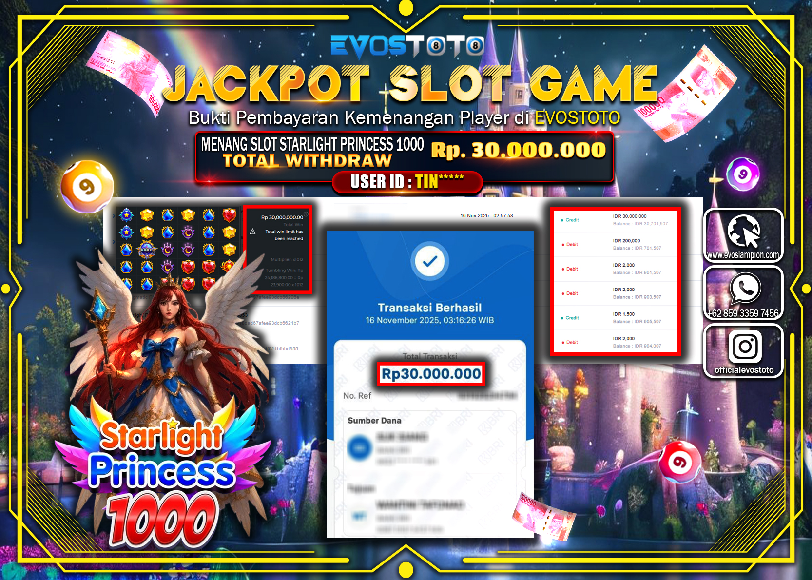 PEMBAYARAN JACKPOT SLOT STARLIGHT PRINCESS 1000 Rp30.000.000 DI BAYAR LANGSUNG !