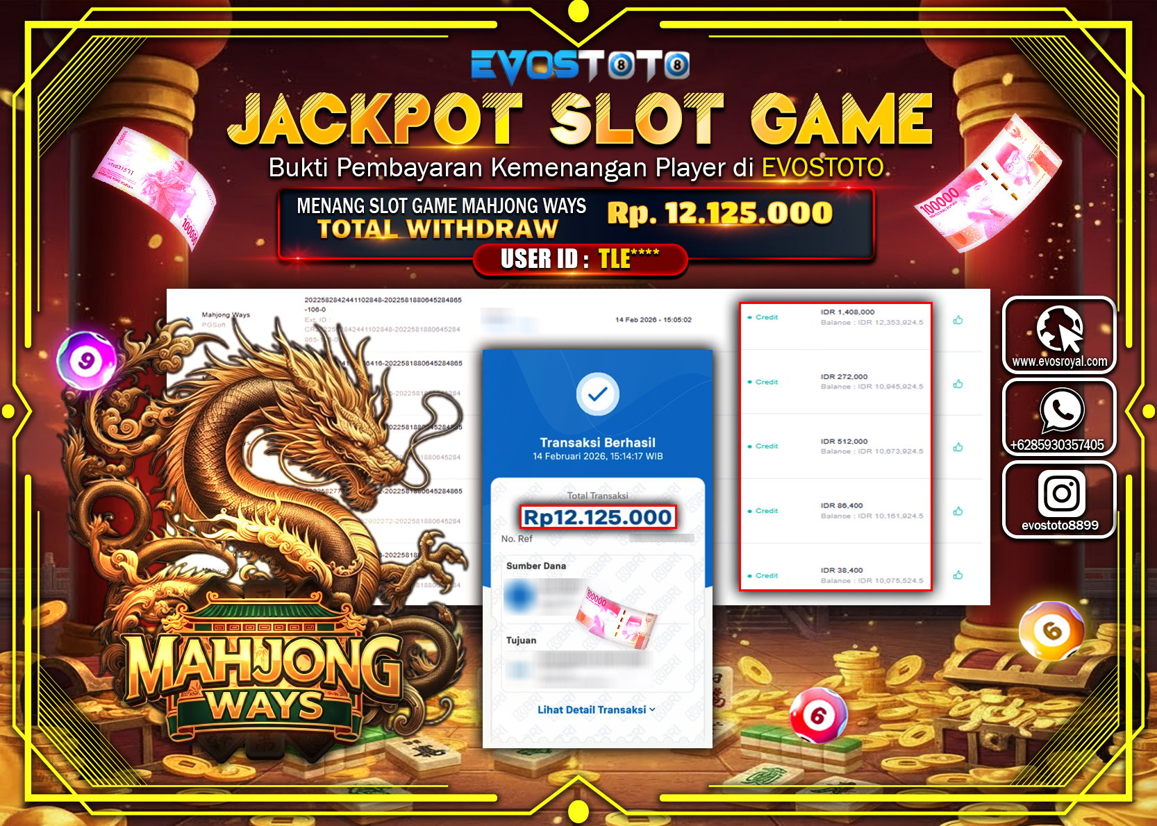 PEMBAYARAN JACKPOT SLOT MAHJONG WAYS Rp.12.125.000 DI BAYAR LANGSUNG !