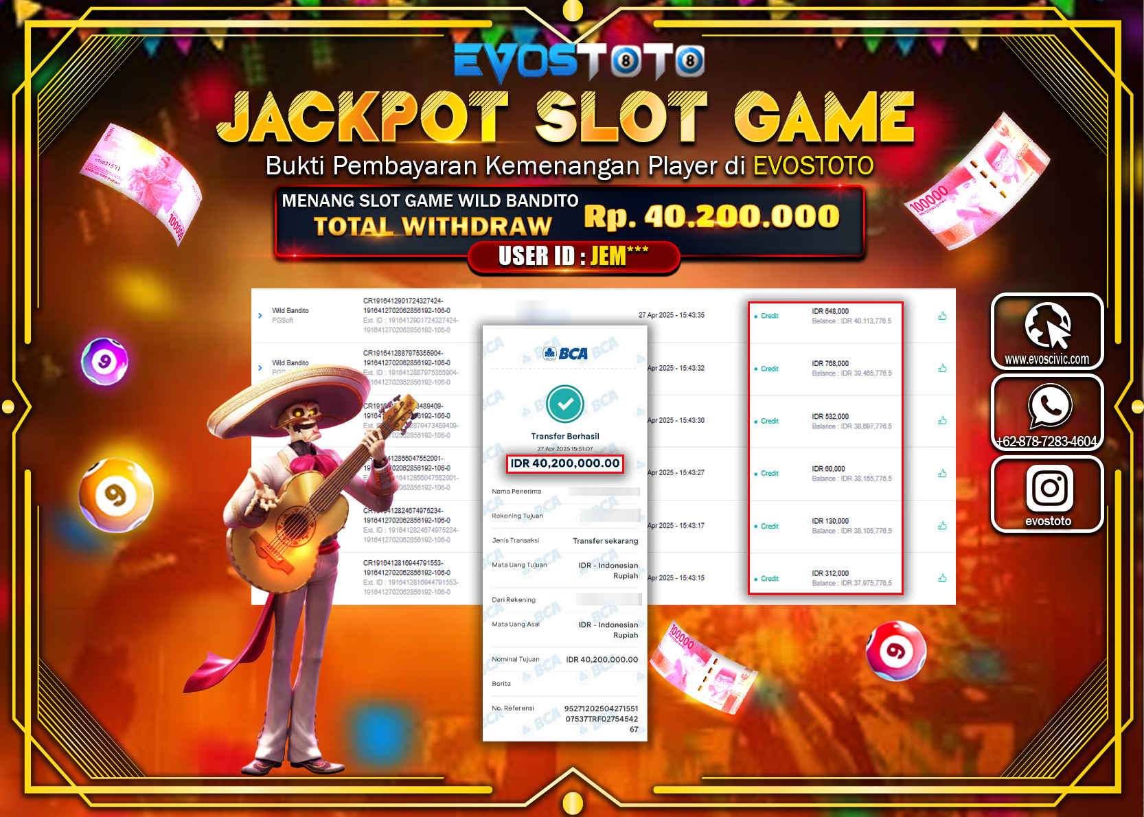 PEMBAYARAN JACKPOT SLOT WILD BANDITO RP.40.200.000 DI BAYAR LANGSUNG !