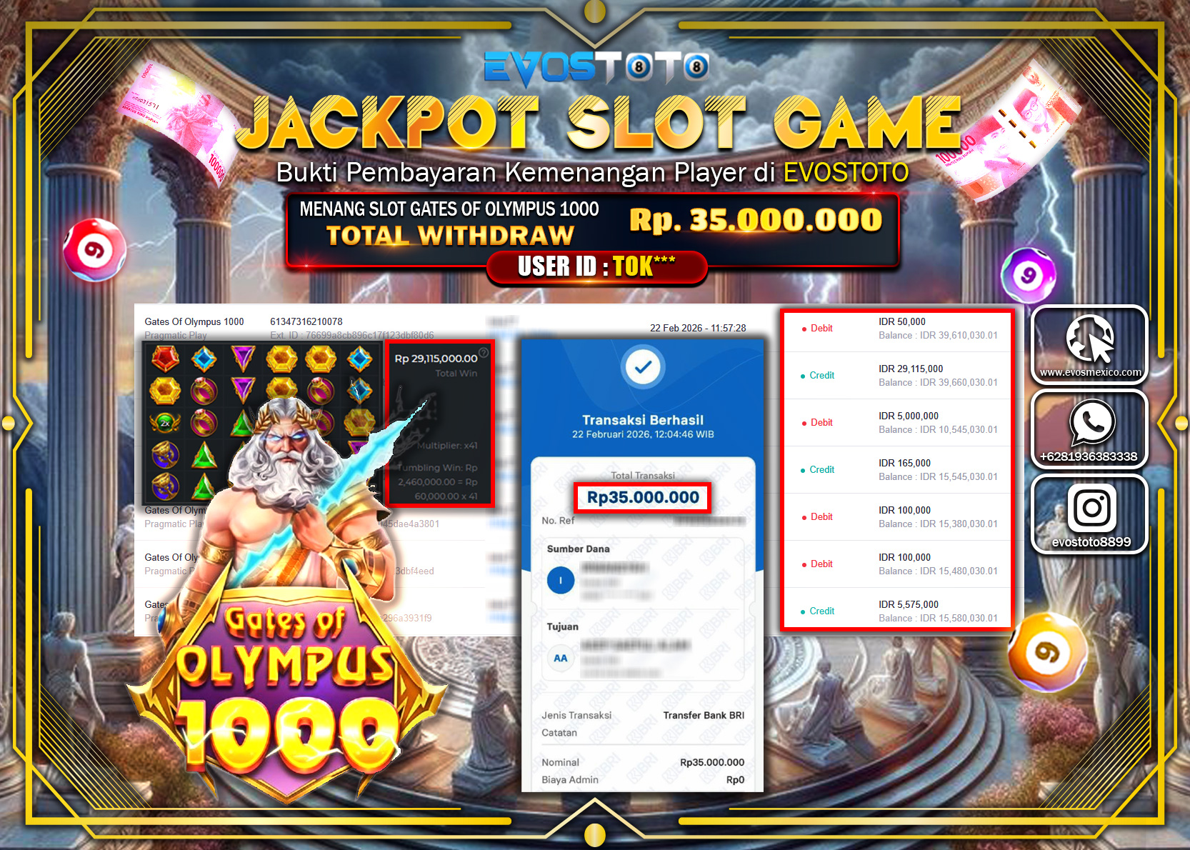 PEMBAYARAN JACKPOT SLOT GATES OF OLYMPUS 1000 Rp.35.000.000 DI BAYAR LANGSUNG !