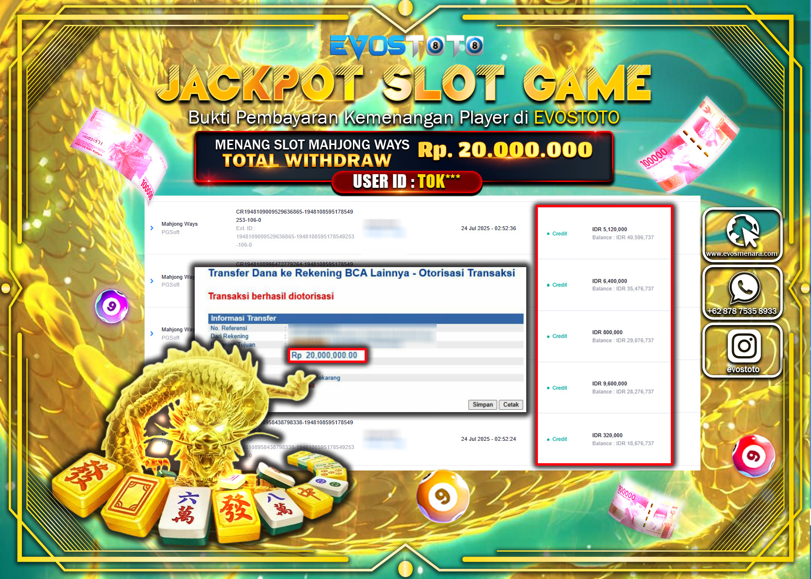 PEMBAYARAN JACKPOT SLOT MAHJONG WAYS Rp20.000.000 DI BAYAR LANGSUNG !