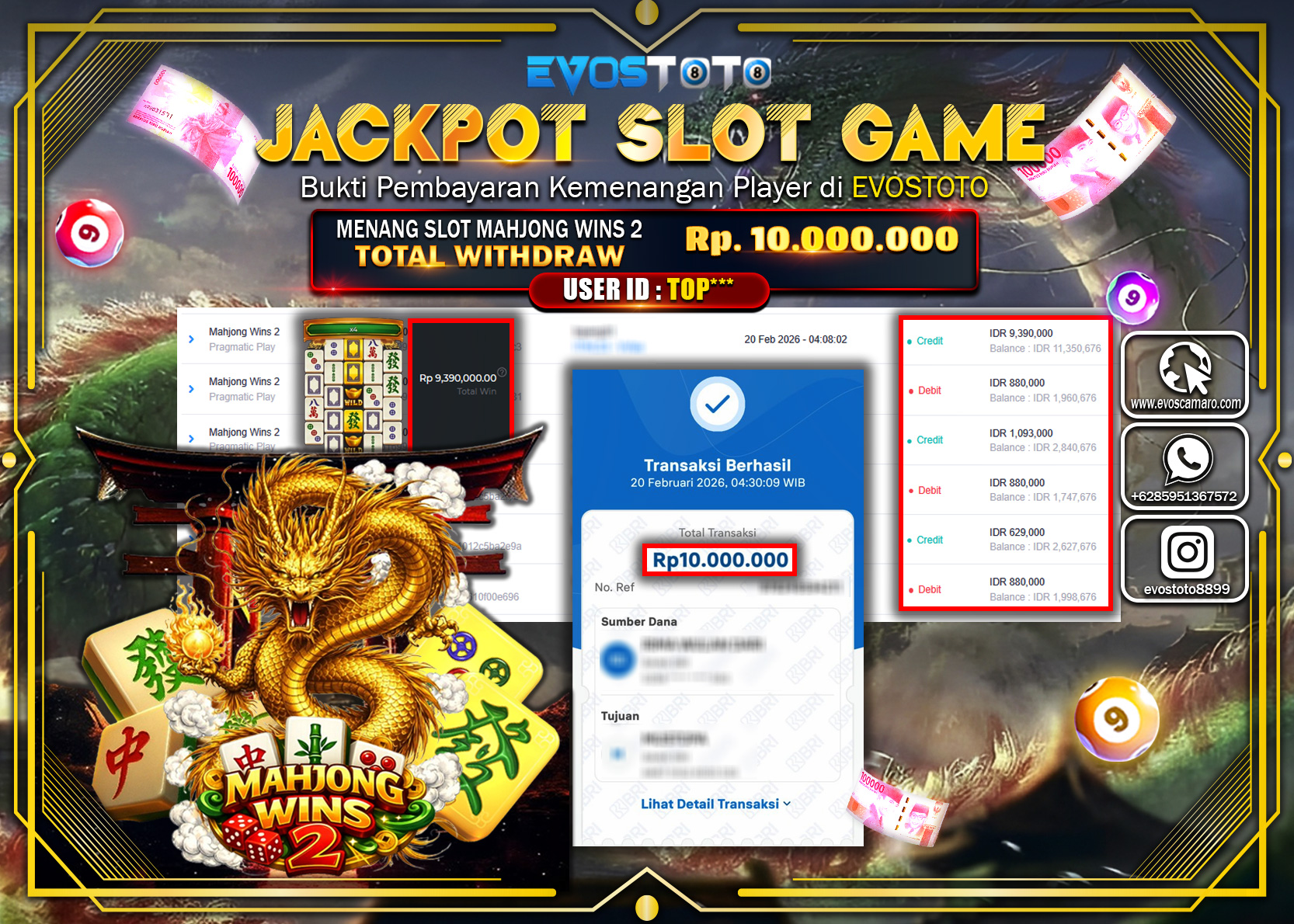 PEMBAYARAN JACKPOT SLOT MAHJONG WINS 2 Rp.10.000.000 DI BAYAR LANGSUNG !