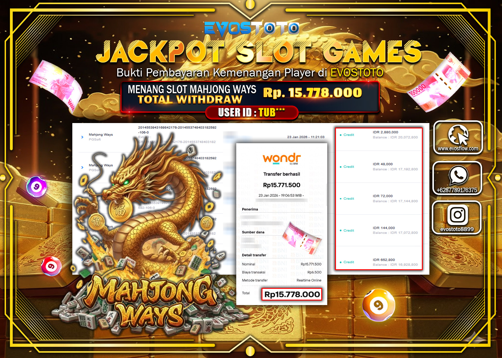 PEMBAYARAN JACKPOT SLOT MAHJONG WAYS Rp.15.778.000 DI BAYAR LANGSUNG !