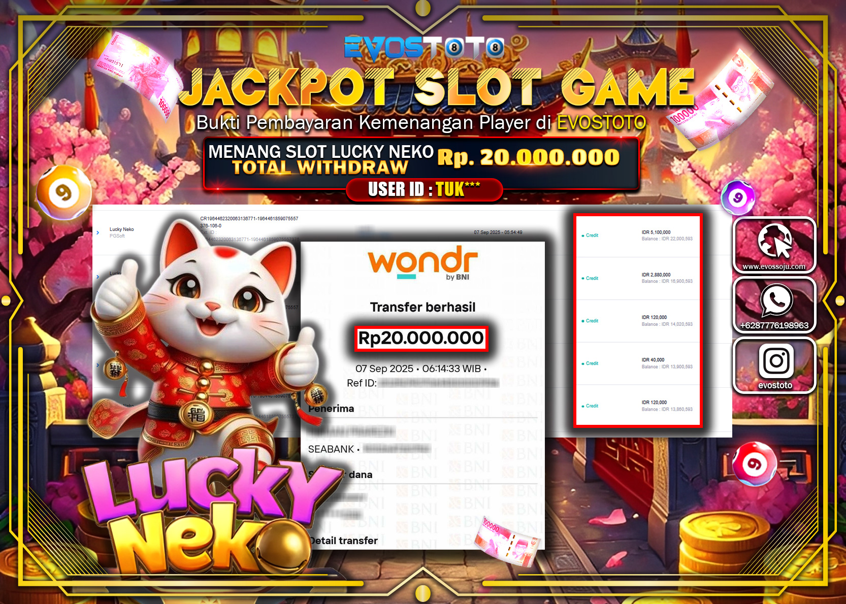 PEMBAYARAN JACKPOT SLOT LUCKY NEKO Rp20.000.000 DI BAYAR LANGSUNG !