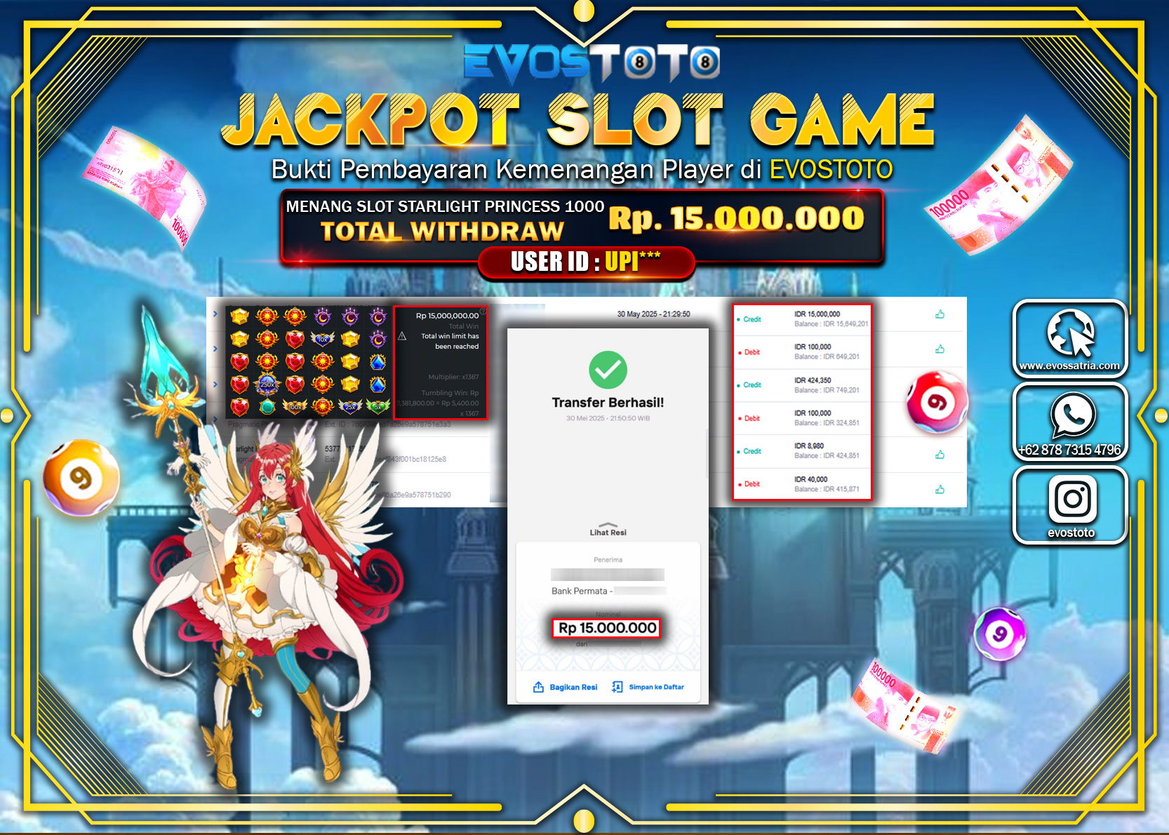 PEMBAYARAN JACKPOT SLOT STARLIGHT 1000 PRINCESS Rp.15.000.000 DI BAYAR LANGSUNG !