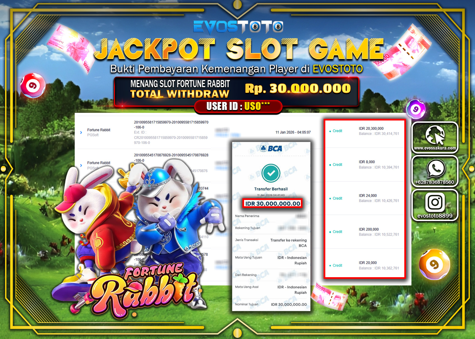 PEMBAYARAN JACKPOT SLOT FORTUNE RABBIT Rp.30.000.000 DI BAYAR LANGSUNG !