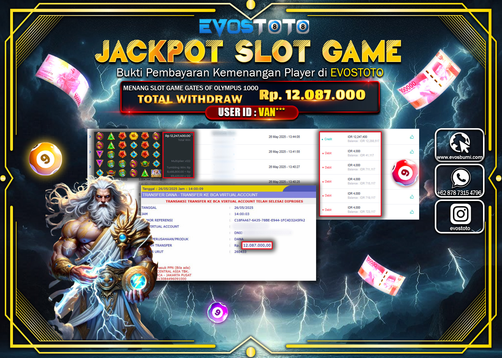 PEMBAYARAN JACKPOT SLOT GATES OF OLYMPUS 1000 Rp12.087.000 DI BAYAR LANGSUNG !