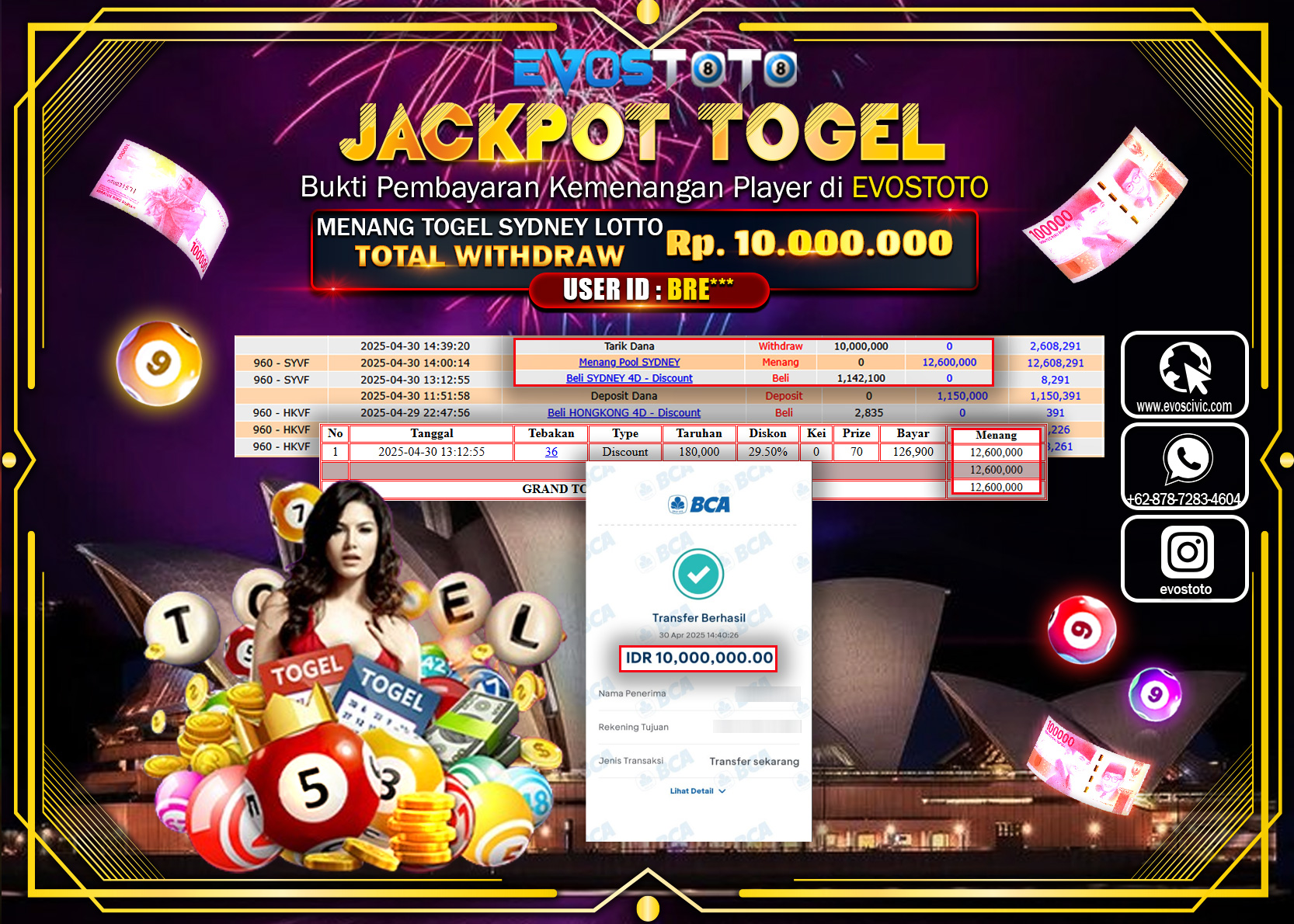PEMBAYARAN JACKPOT TOGEL SIDNEY POOLS Rp.10.000.000 DI BAYAR LANGSUNG !