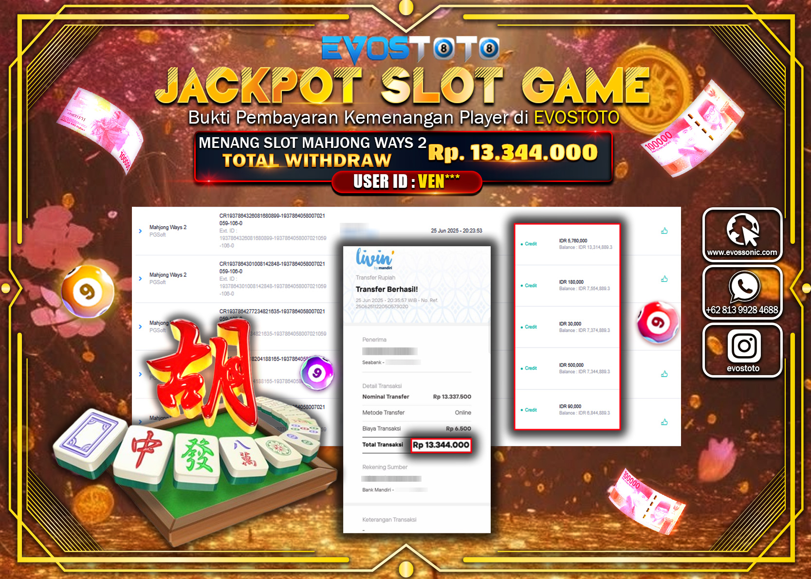PEMBAYARAN JACKPOT SLOT MAHJONG WAYS 2 RP13.344.000 DI BAYAR LANGSUNG !