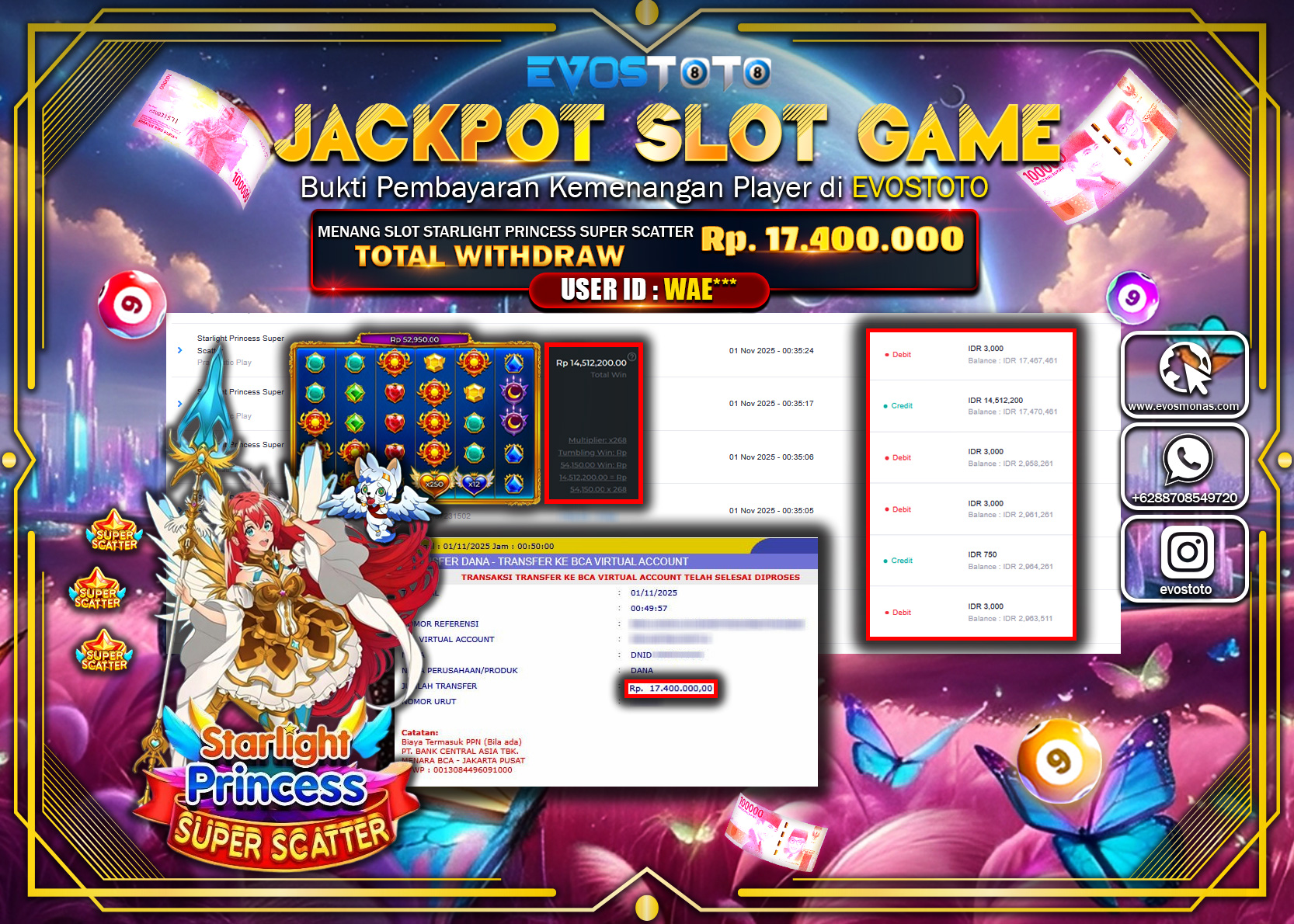 PEMBAYARAN JACKPOT SLOT STARLIGHT PRINCESS SUPER SCATTER Rp17.400.000 DI BAYAR LANGSUNG !