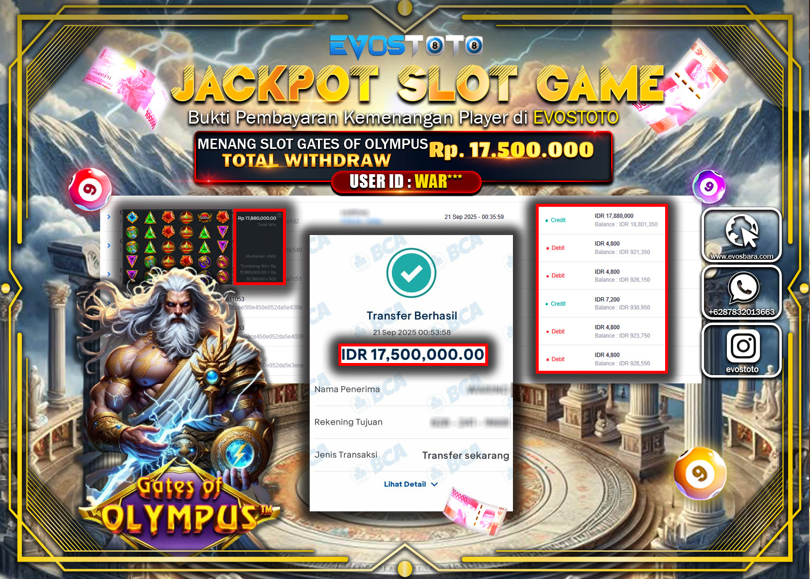 PEMBAYARAN JACKPOT SLOT GATES OF OLYMPUS Rp17.500.000 DI BAYAR LANGSUNG !