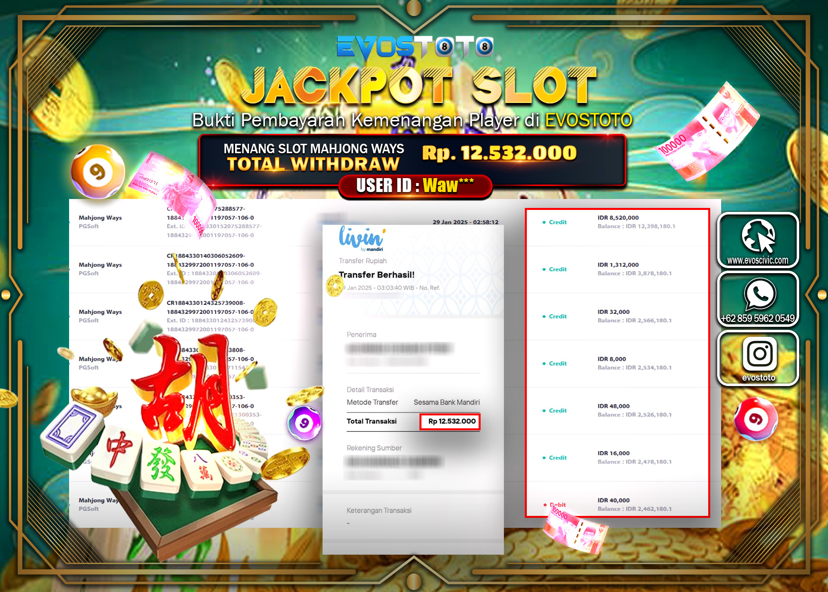 PEMBAYARAN JACKPOT SLOT MAHJONG WAYS Rp 12.532.000 DI BAYAR LANGSUNG !