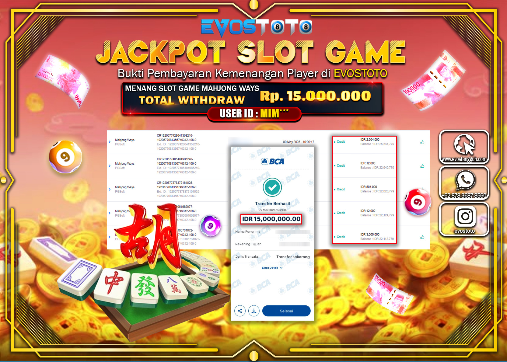 PEMBAYARAN JACKPOT SLOT MAHJONG WAYS Rp.15.000.000 DI BAYAR LANGSUNG !