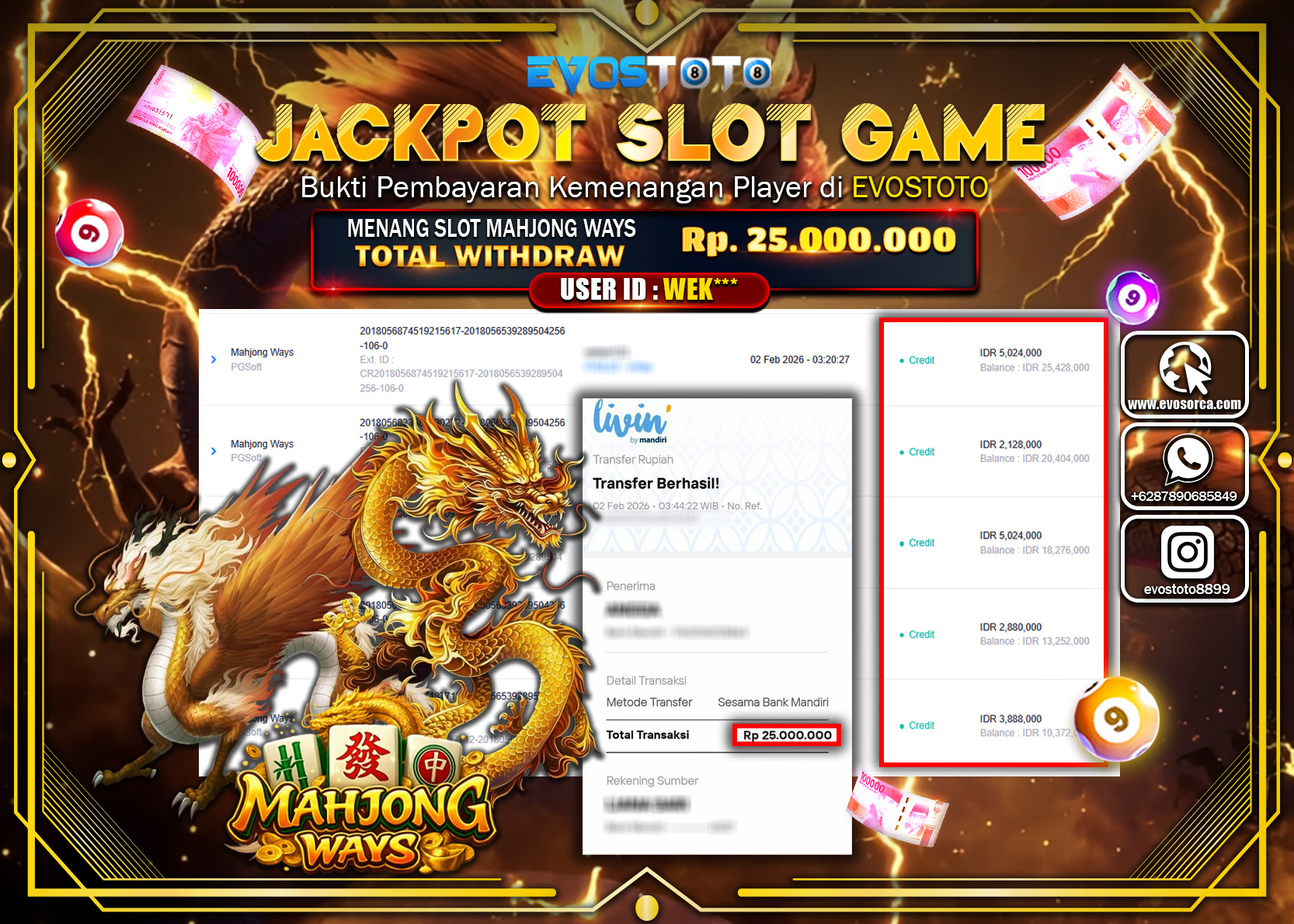 PEMBAYARAN JACKPOT SLOT MAHJONG WAYS Rp.25.000.000 DI BAYAR LANGSUNG !