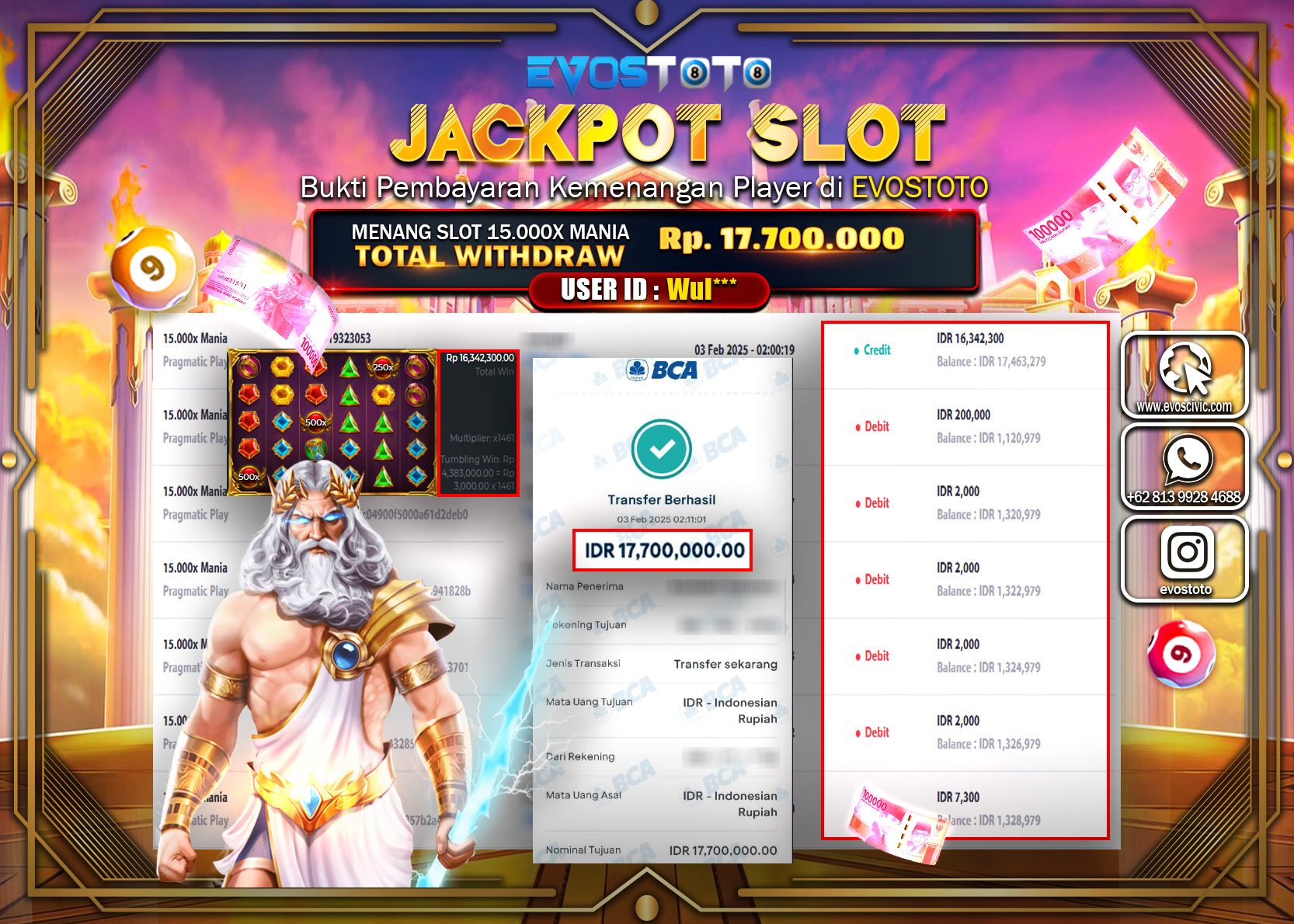 PEMBAYARAN JACKPOT SLOT 15.000X MANIA Rp.17.700.000 DI BAYAR LANGSUNG !