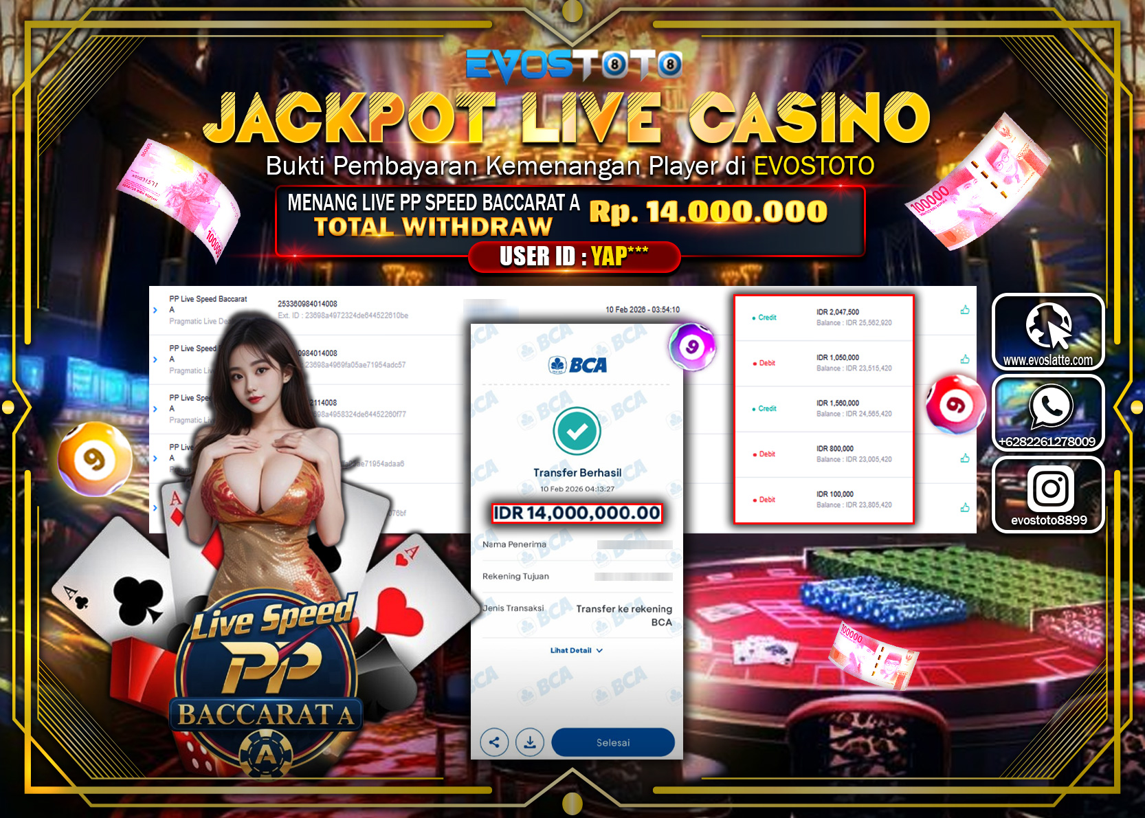 PEMBAYARAN JACKPOT LIVE PP SPEED BACCARAT A Rp.14.000.000 DI BAYAR LANGSUNG !