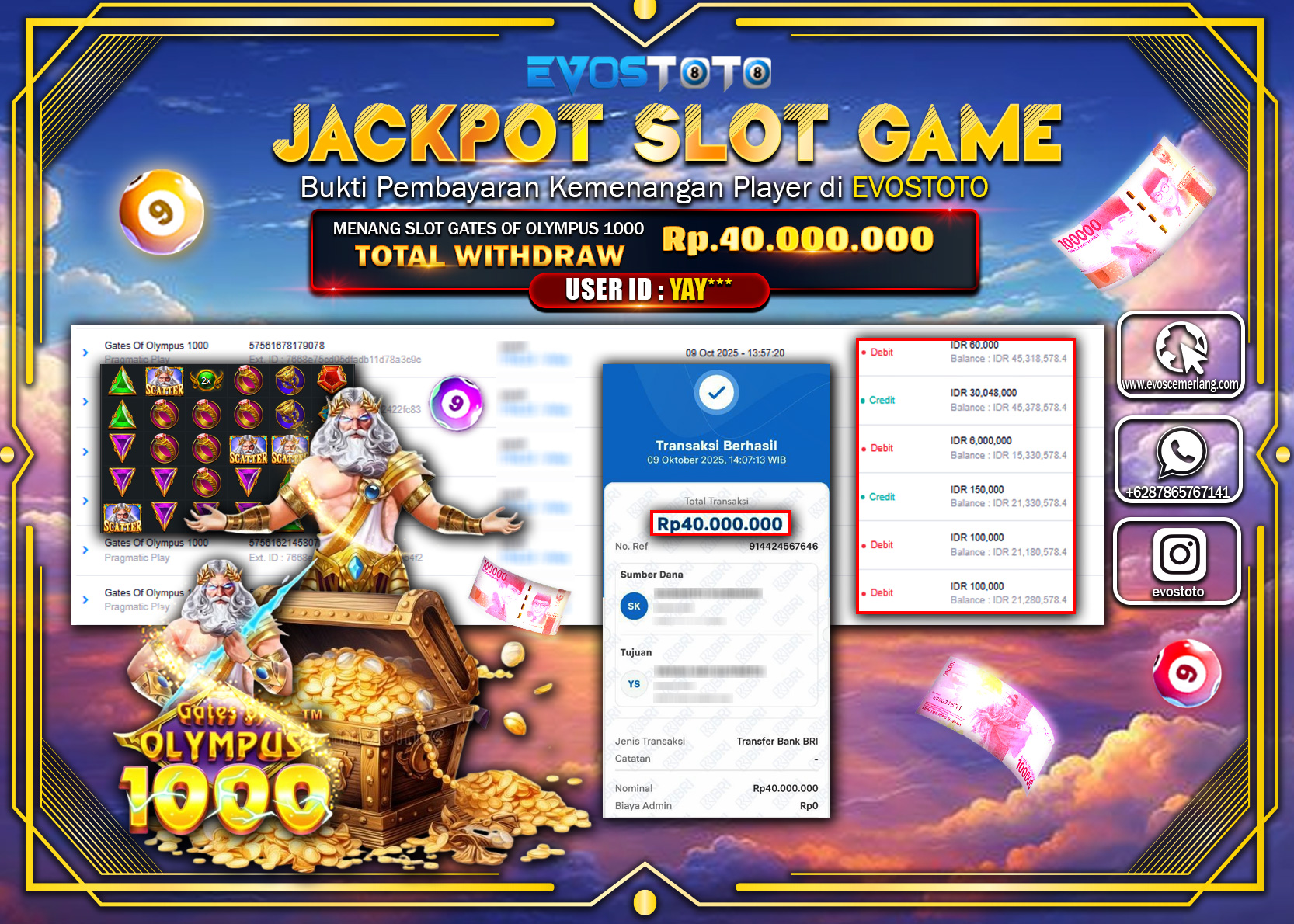 PEMBAYARAN JACKPOT SLOT GATES OF OLYMPUS 1000   Rp40.000.000 DI BAYAR LANGSUNG !
