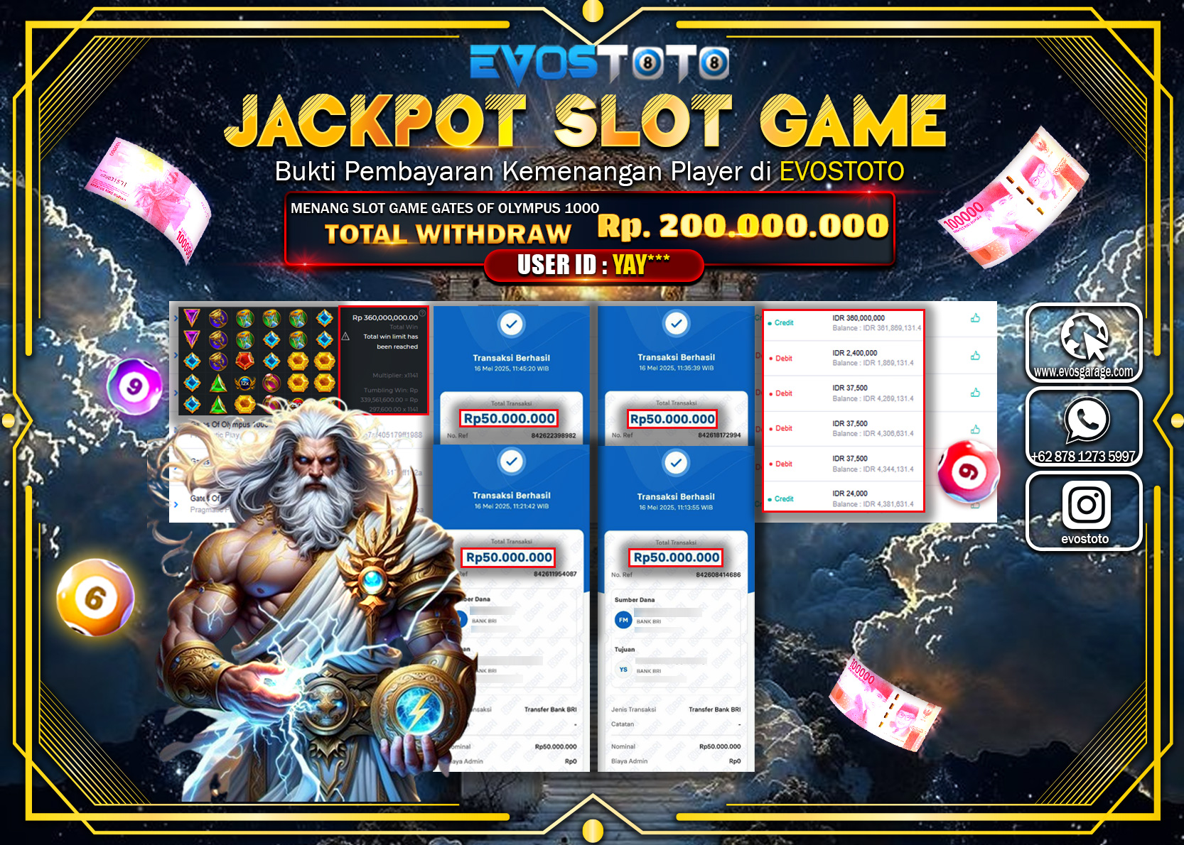 PEMBAYARAN JACKPOT SLOT GATES OF OLYMPUS 1000 Rp200.000.000 DI BAYAR LANGSUNG !