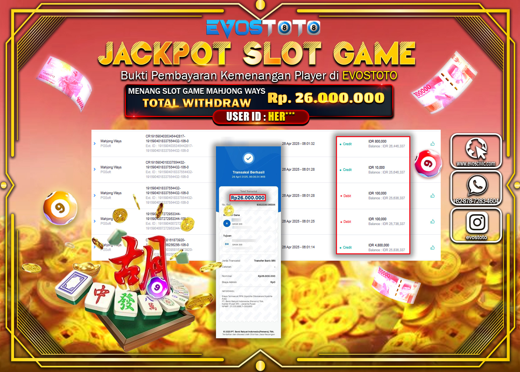 PEMBAYARAN JACKPOT SLOT MAHJONG WAYS 26.000.000 DI BAYAR LANGSUNG !